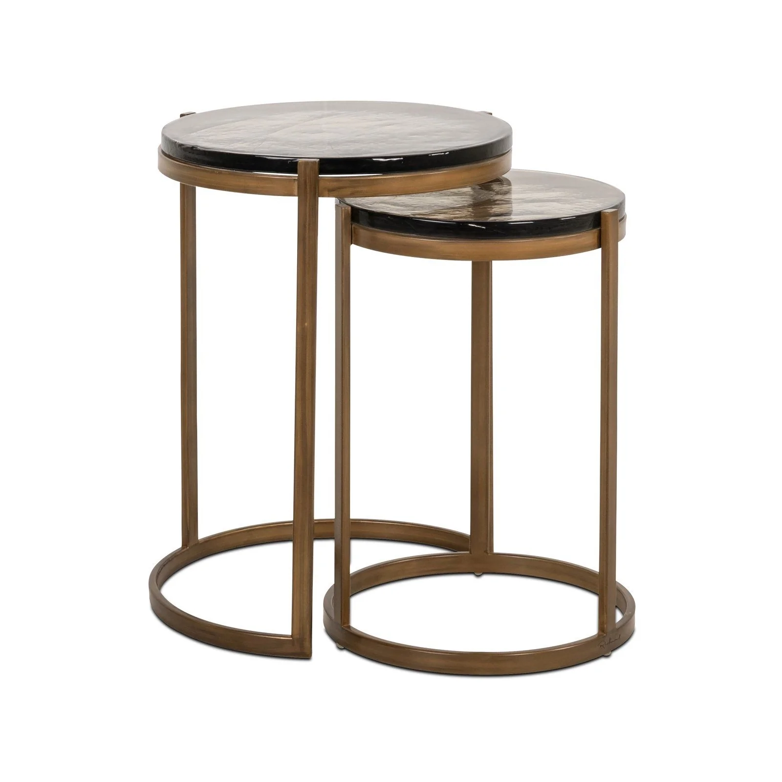 Beistelltisch Cleo mit Gussglas in gold 2er-Set