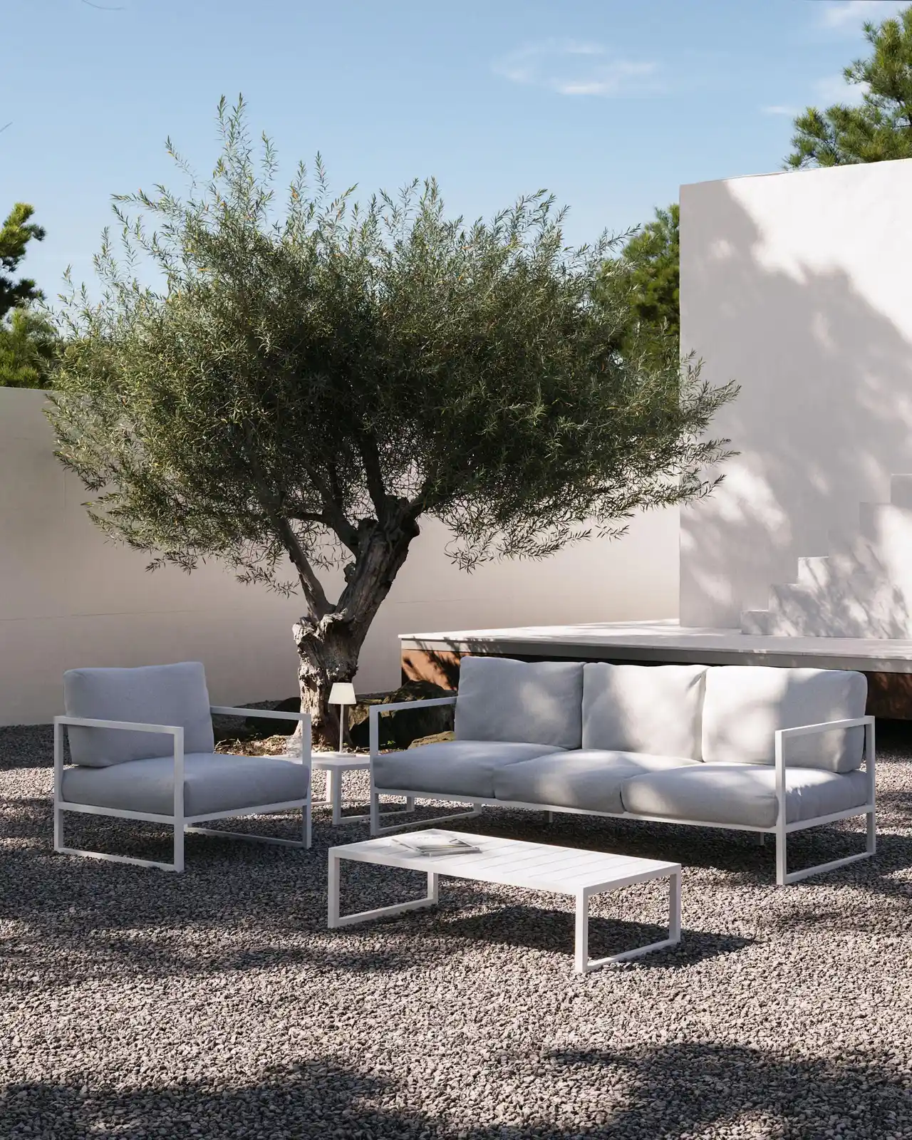 Beistelltisch Comova 100% outdoor aus Aluminium weiß 60 x 60 cm - Image 4