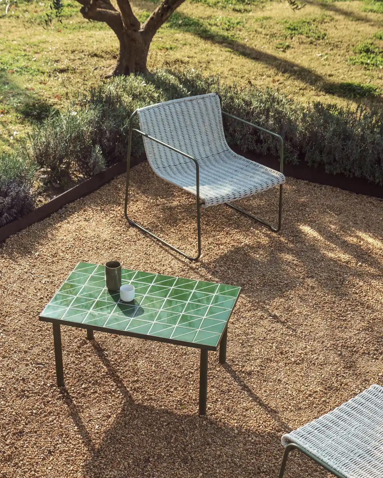 Beistelltisch Maurina aus verzinktem Stahl in Grün mit grünen Kacheln, 81 x 51 cm - Image 2