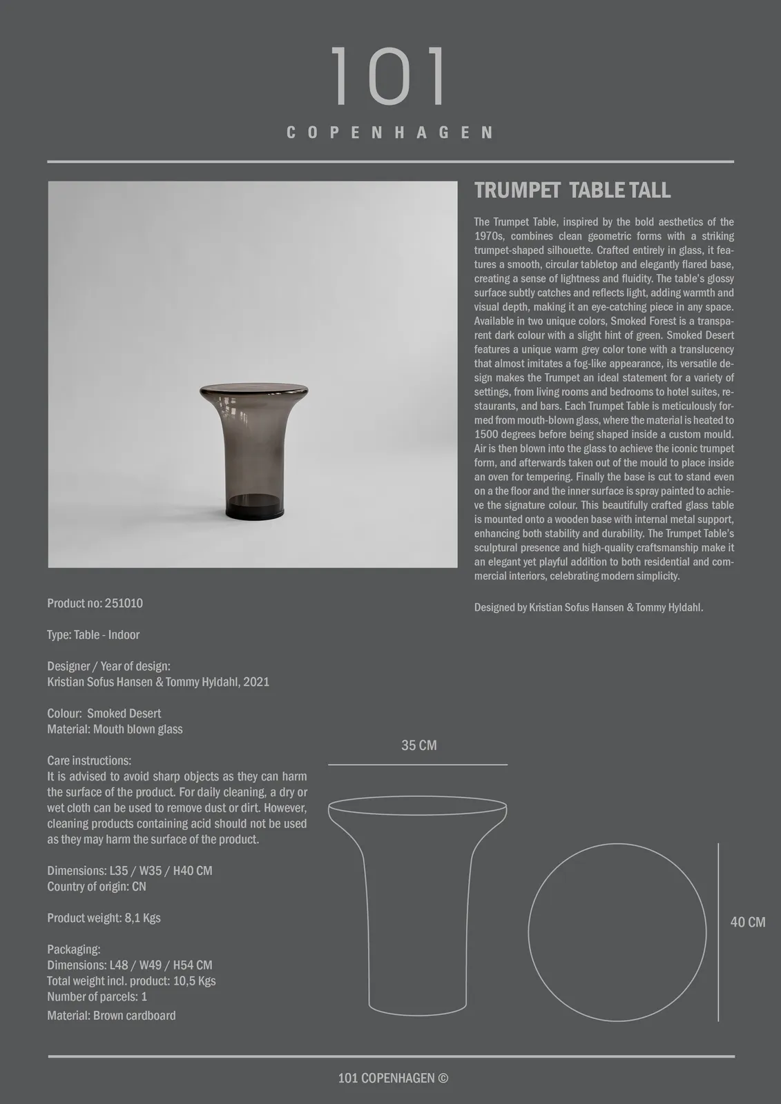 Beistelltisch Trumpet aus Faserbeton, Marmor oder Glas, Hoch - Image 20