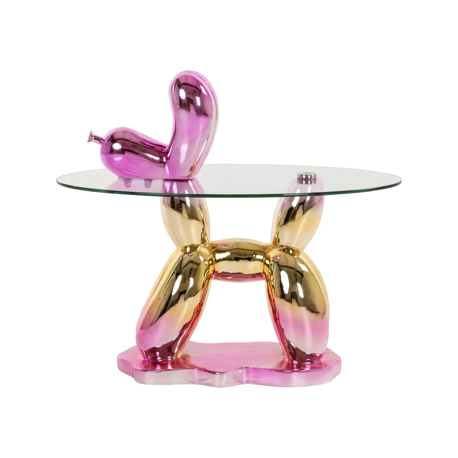 Beistelltisch Usha mit Glas in gold/rosa, 80x49x60 cm - Image 2