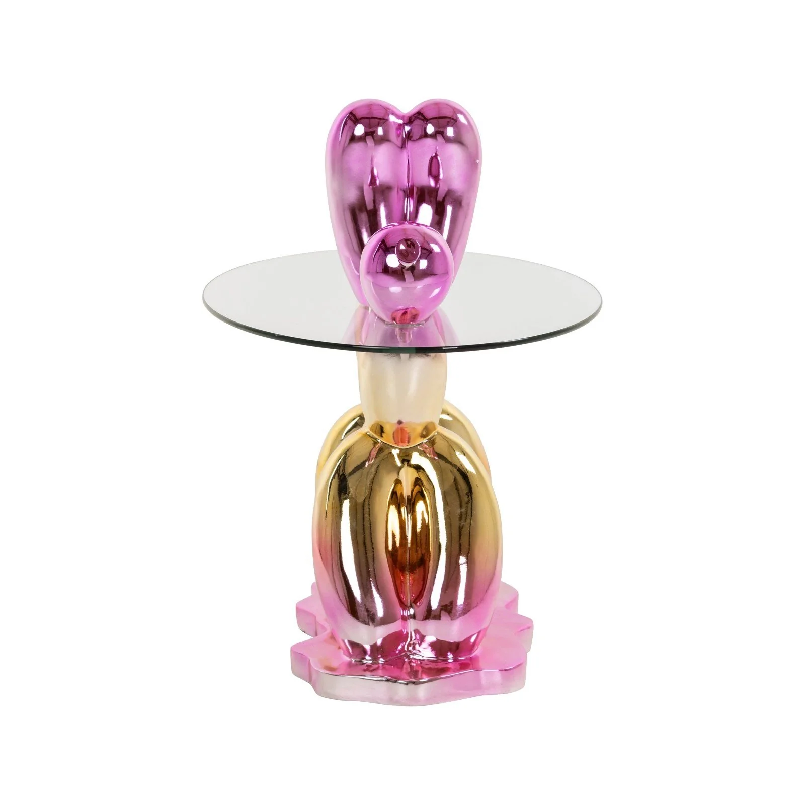 Beistelltisch Usha mit Glas in gold/rosa, 80x49x60 cm - Image 3