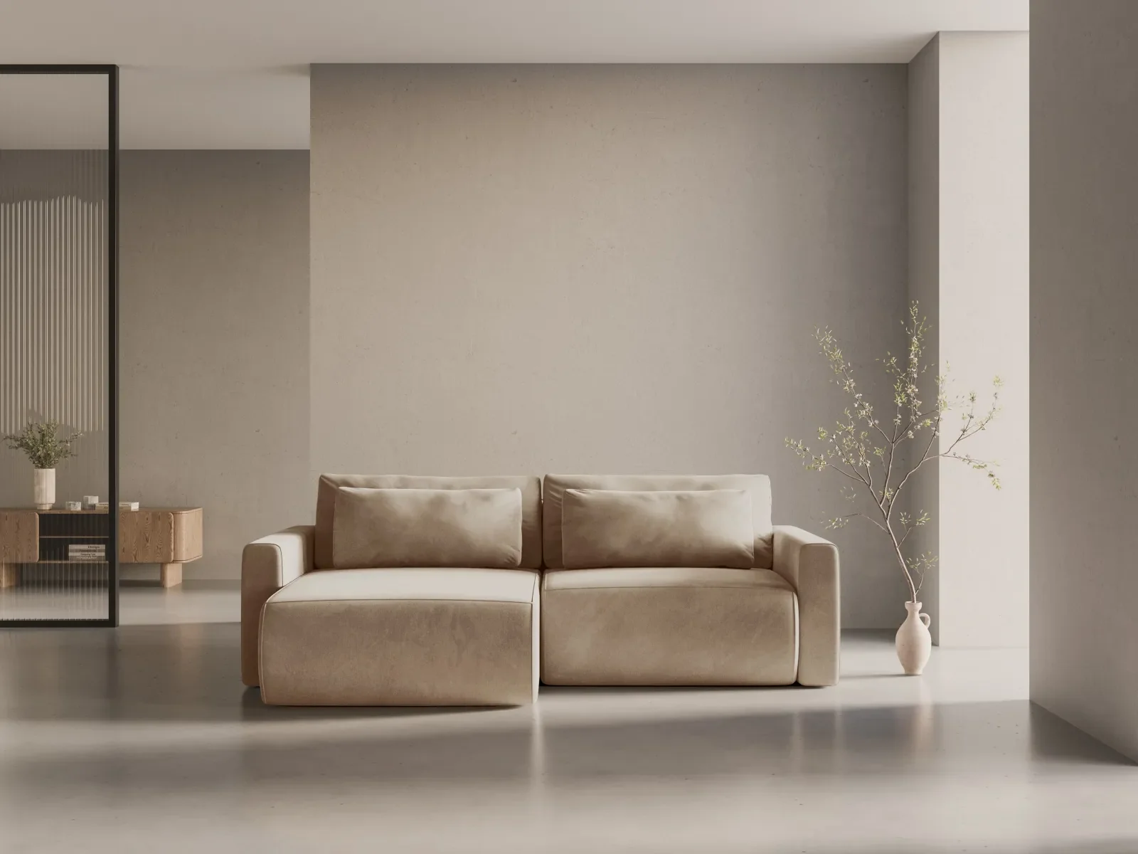 Belfast 3-Sitzer Ecksofa mit Schlaffunktion, ausklappbar, aus Samt oder Strukturstoff, 240x149 cm - Image 75