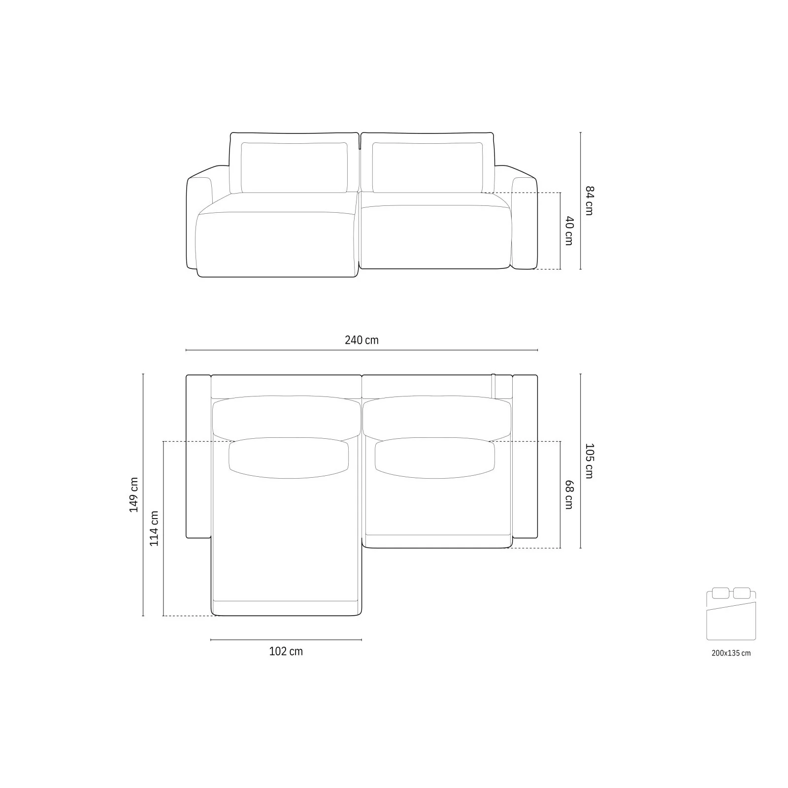 Belfast 3-Sitzer Ecksofa mit Schlaffunktion, ausklappbar, aus Samt oder Strukturstoff, 240x149 cm - Image 96