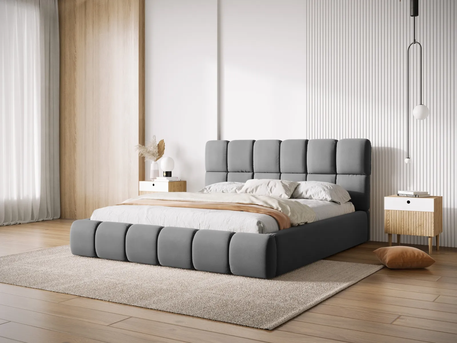 Bellis Bett mit Kopfteil und Stauraum Bezug aus Samt oder Chenille, 160x200 cm - Image 72