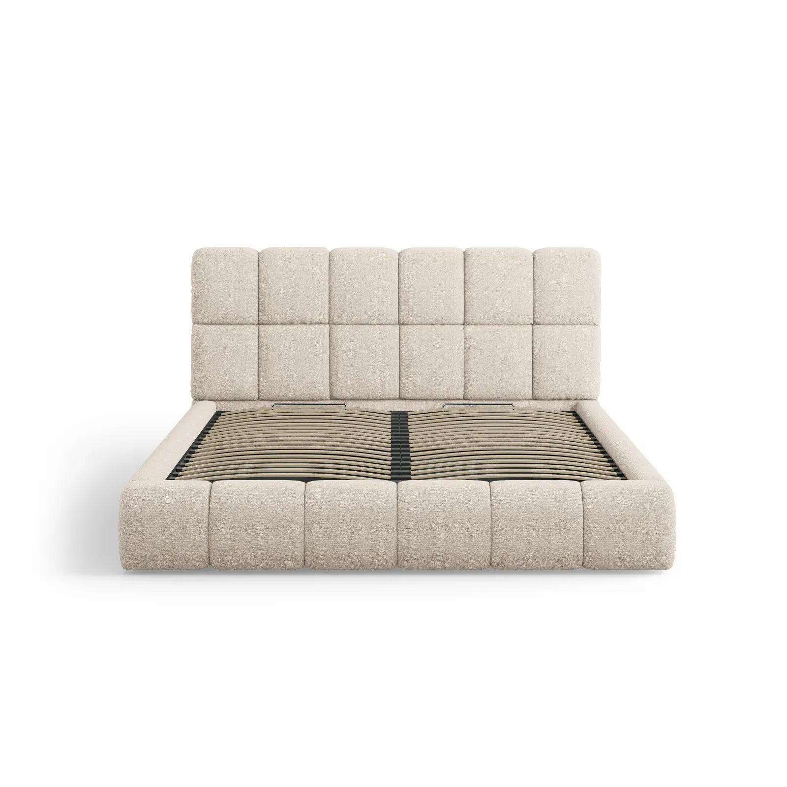 Bellis Bett mit Kopfteil und Stauraum Bezug aus Samt oder Chenille, 200x200 cm - Image 10