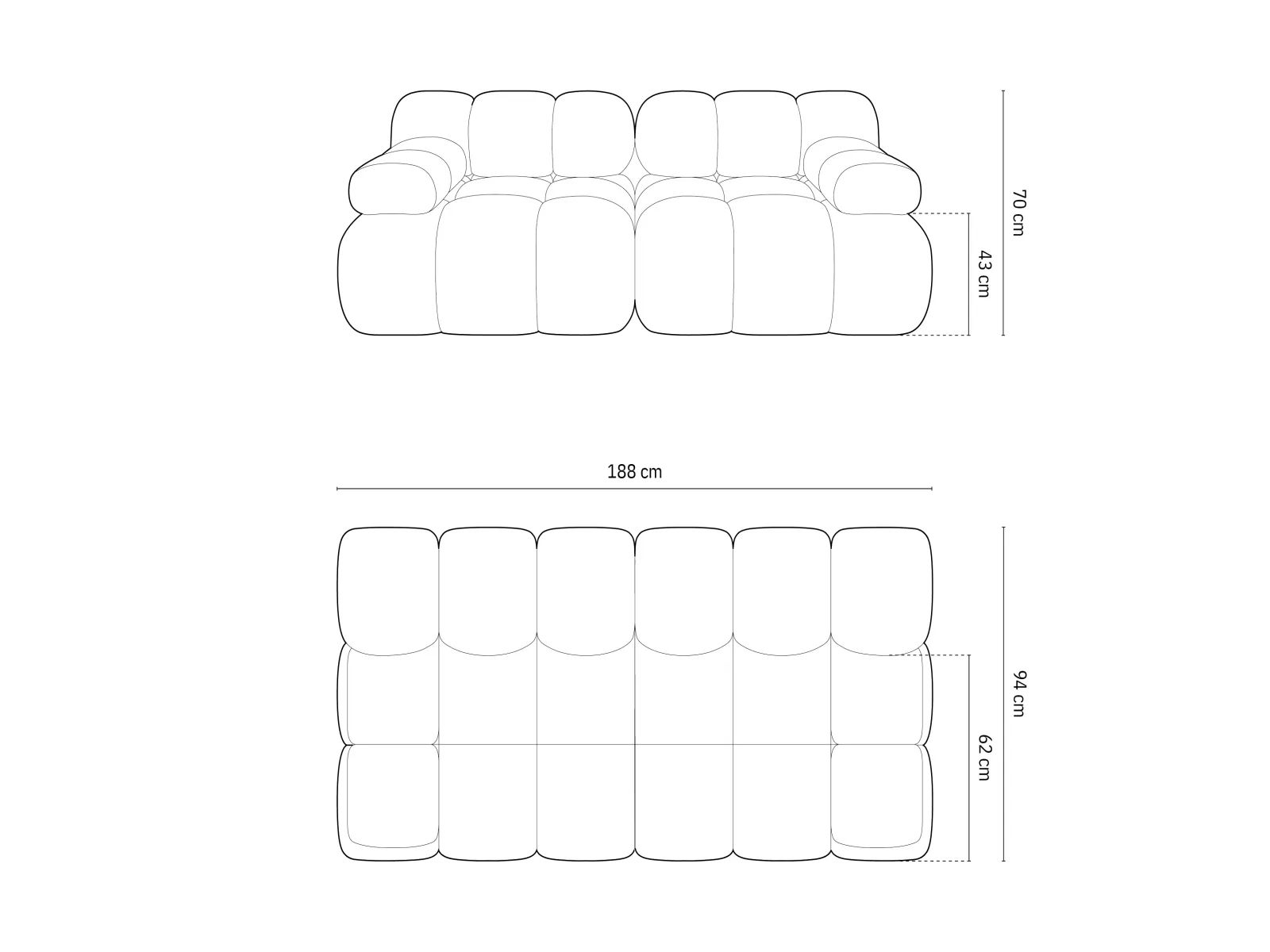 Bellis Modulares 2-Sitzer Sofa 188 cm mit Samtbezug oder 3D-Stoff - Image 6