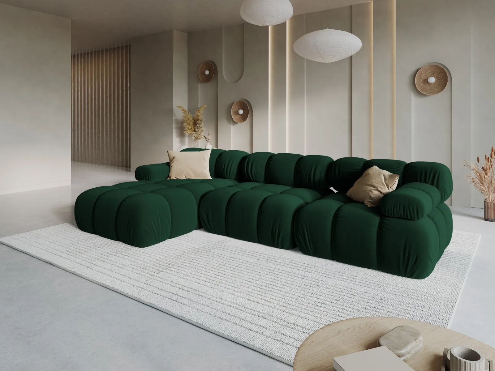 Bellis Modulares 4-Sitzer Sofa Chaise Longue Links mit Samtbezug oder 3D-Stoff, 282 cm - Image 86