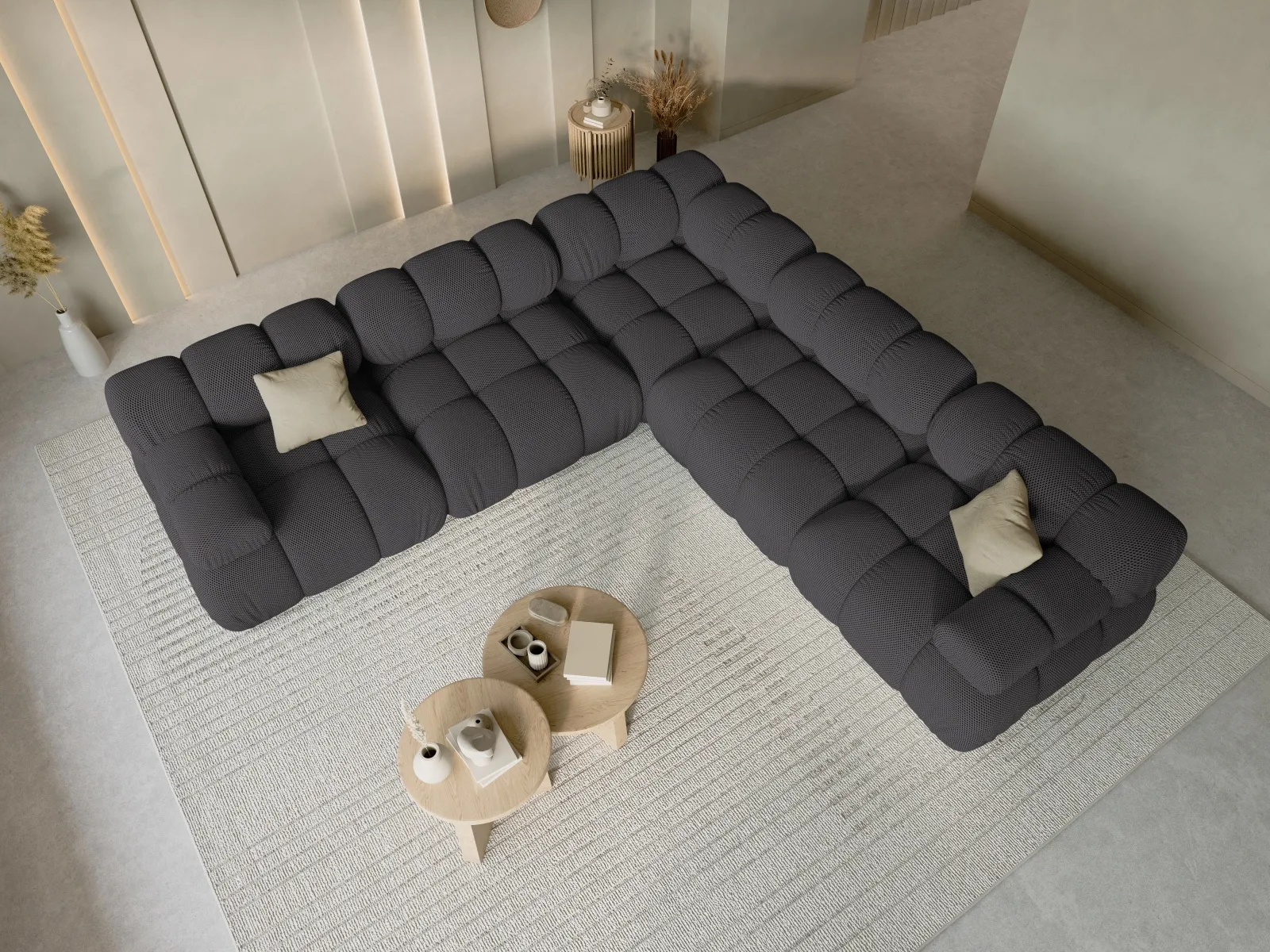 Bellis Modulares 5-Sitzer Ecksofa mit Samtbezug oder 3D-Stoff 282 cm - Image 37