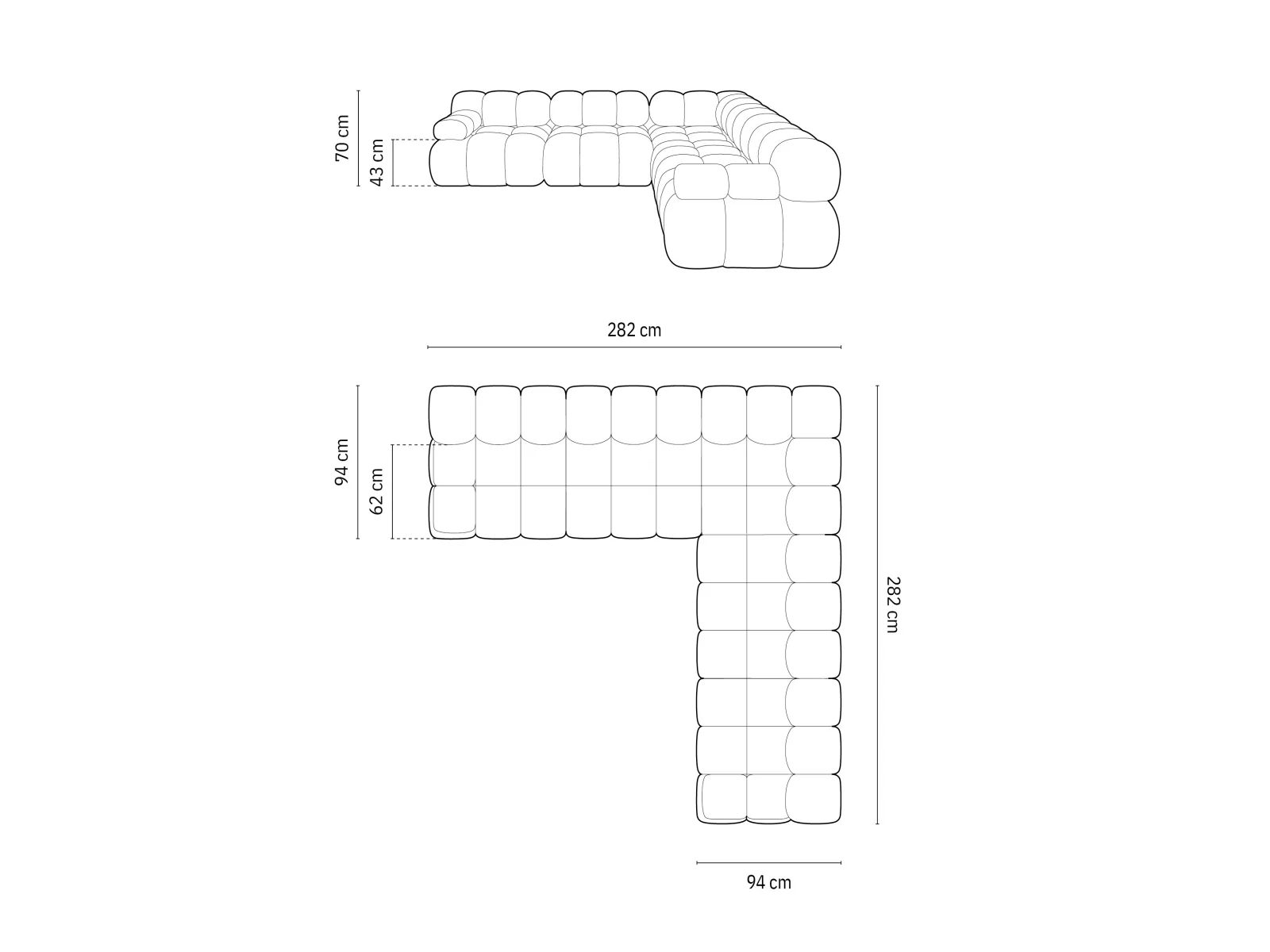 Bellis Modulares 5-Sitzer Ecksofa mit Samtbezug oder 3D-Stoff 282 cm - Image 55