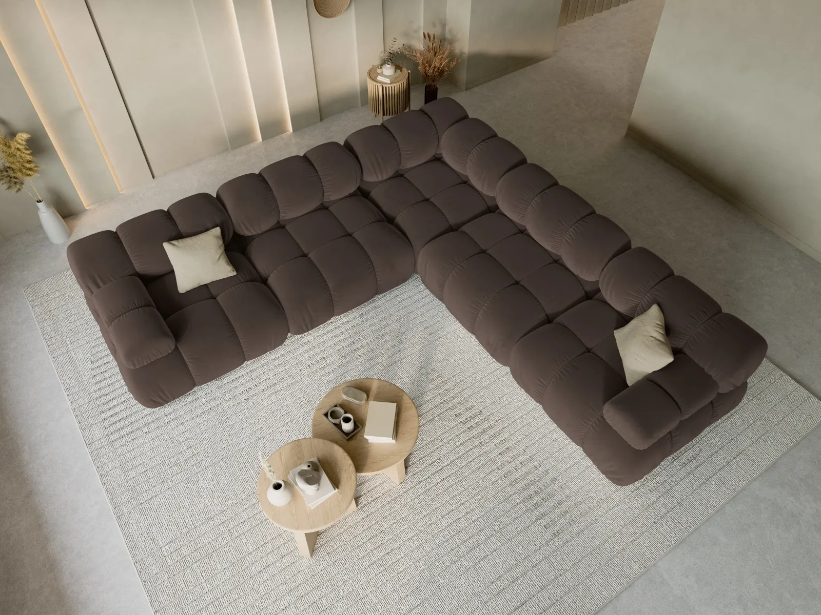 Bellis Modulares 5-Sitzer Ecksofa mit Samtbezug oder 3D-Stoff 282 cm - Image 67