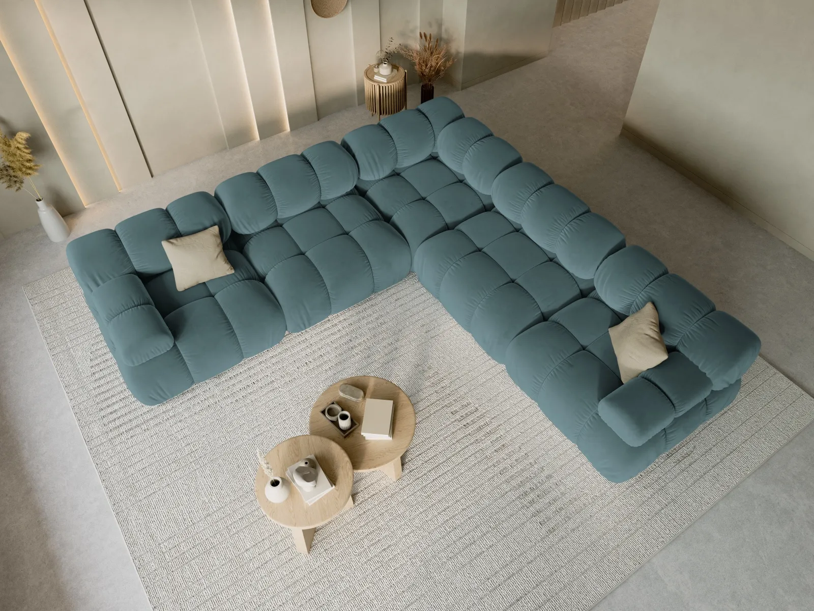 Bellis Modulares 5-Sitzer Ecksofa mit Samtbezug oder 3D-Stoff 282 cm - Image 75