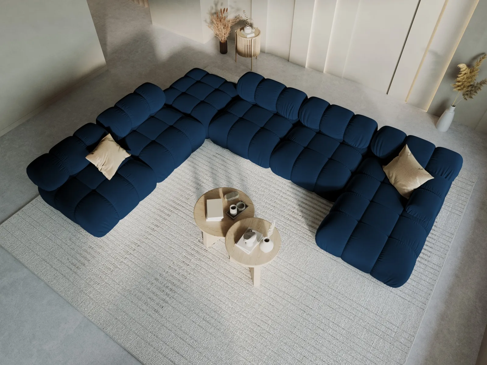 Bellis Modulares Sofa 6 Module Chaise Longue Links mit Samtbezug oder 3D-Stoff, 376x282 cm - Image 140