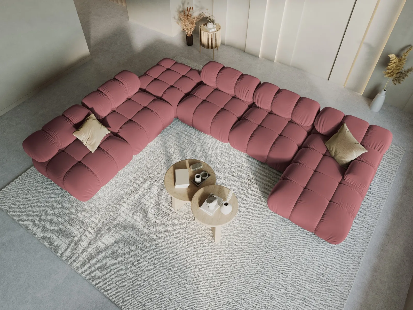 Bellis Modulares Sofa 6 Module Chaise Longue Links mit Samtbezug oder 3D-Stoff, 376x282 cm - Image 51