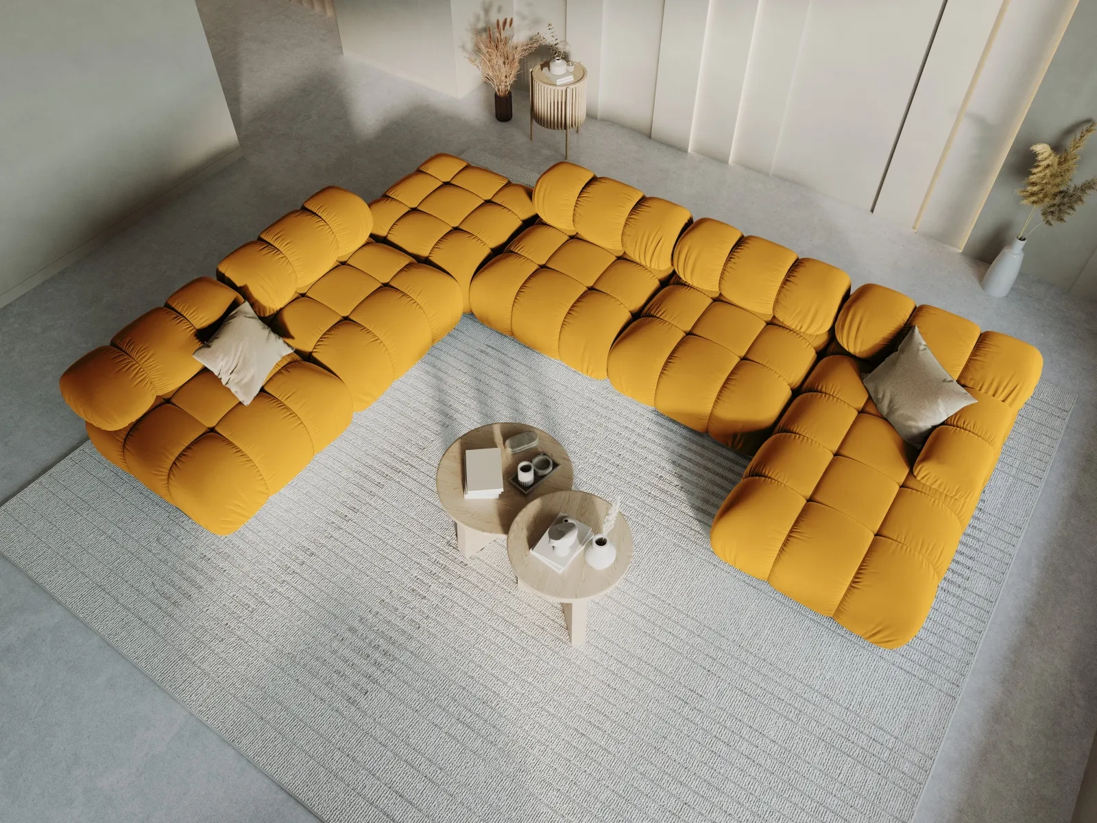 Bellis Modulares Sofa 6 Module Chaise Longue Links mit Samtbezug oder 3D-Stoff, 376x282 cm - Image 95