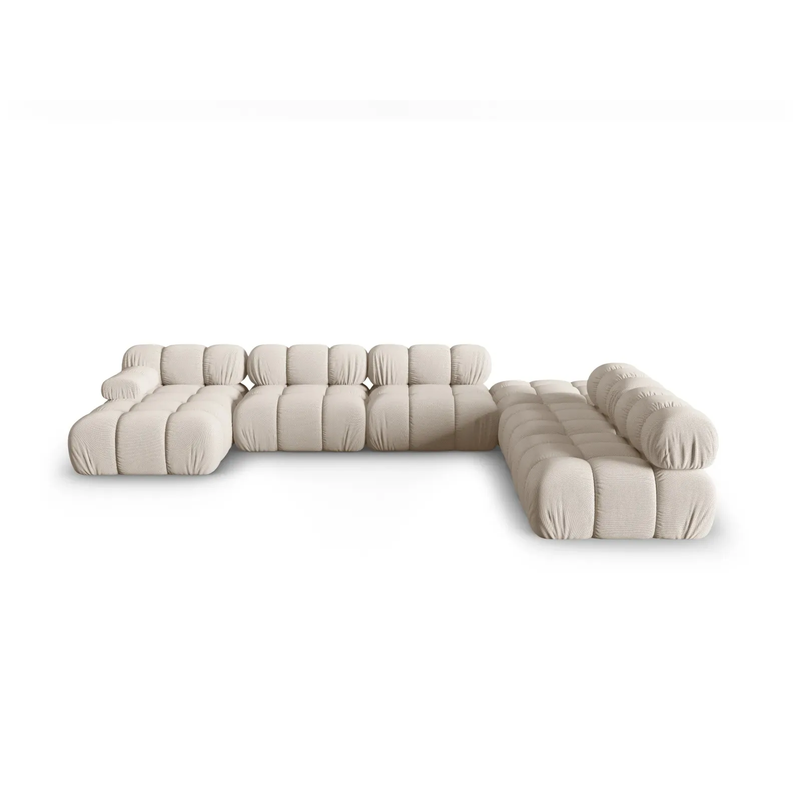 Bellis Modulares Sofa 6 Module Chaise Longue Rechts mit Samtbezug oder 3D-Stoff, 376x282 cm