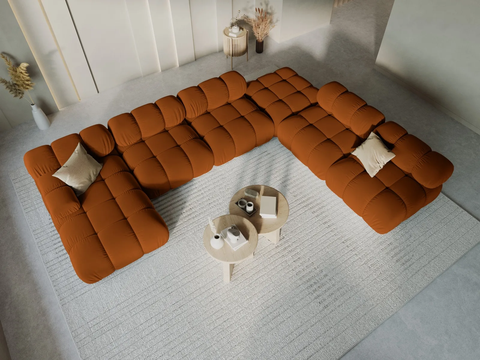Bellis Modulares Sofa 6 Module Chaise Longue Rechts mit Samtbezug oder 3D-Stoff, 376x282 cm - Image 105