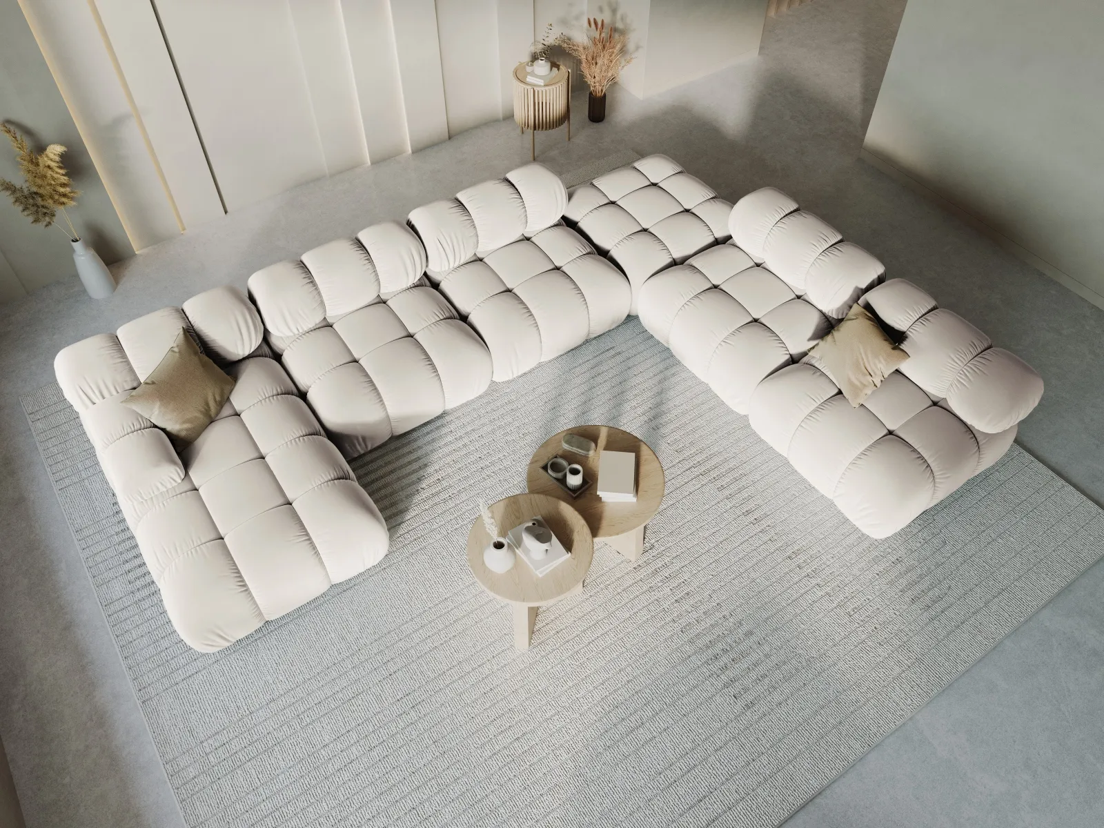 Bellis Modulares Sofa 6 Module Chaise Longue Rechts mit Samtbezug oder 3D-Stoff, 376x282 cm - Image 123