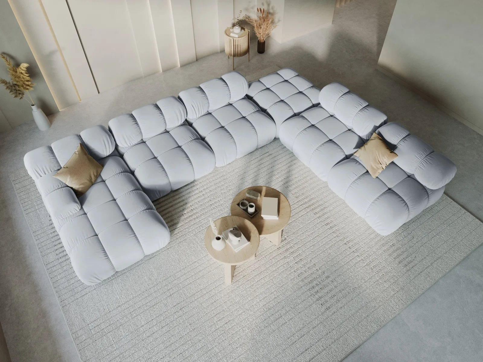 Bellis Modulares Sofa 6 Module Chaise Longue Rechts mit Samtbezug oder 3D-Stoff, 376x282 cm - Image 132