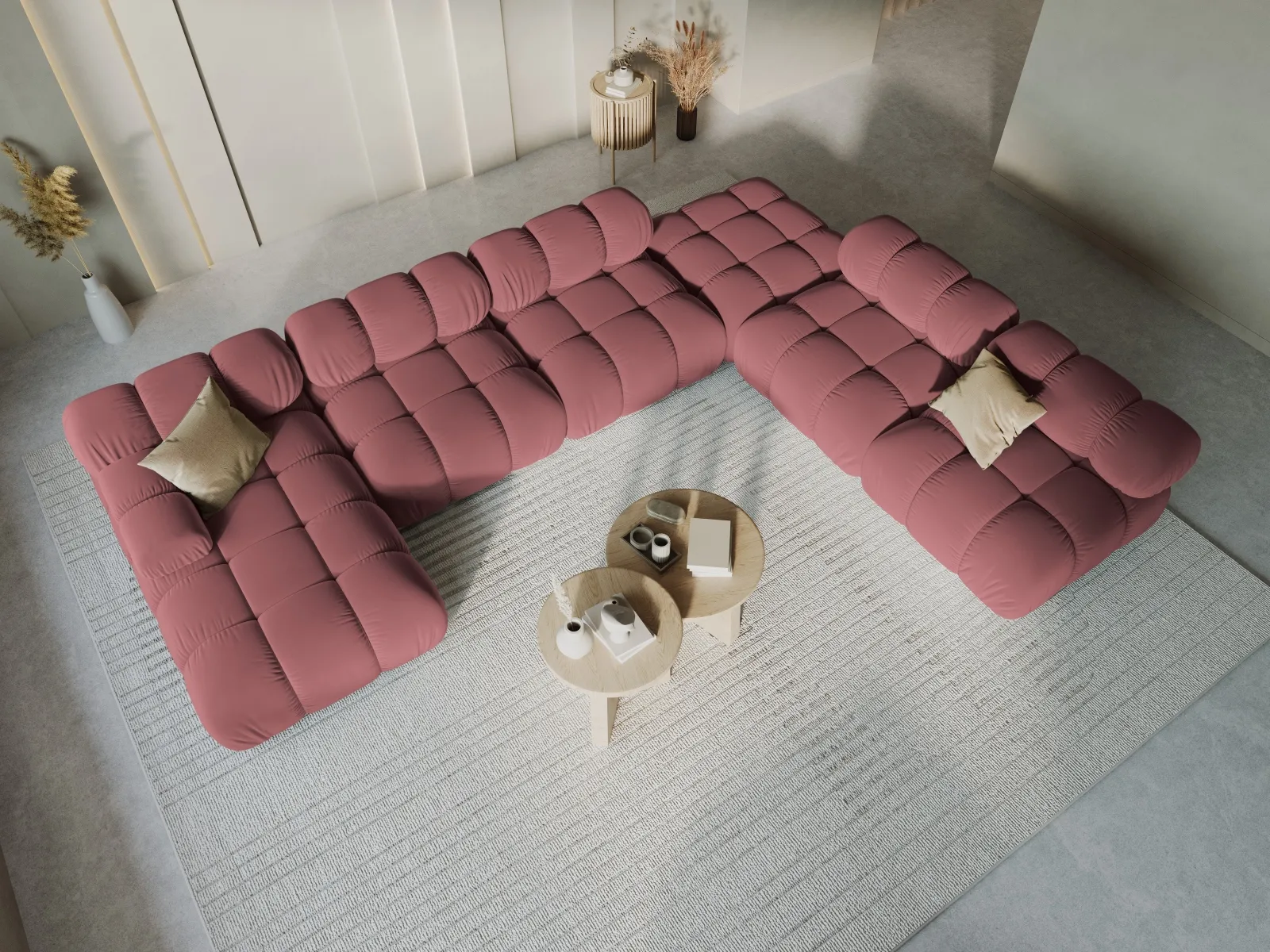 Bellis Modulares Sofa 6 Module Chaise Longue Rechts mit Samtbezug oder 3D-Stoff, 376x282 cm - Image 51