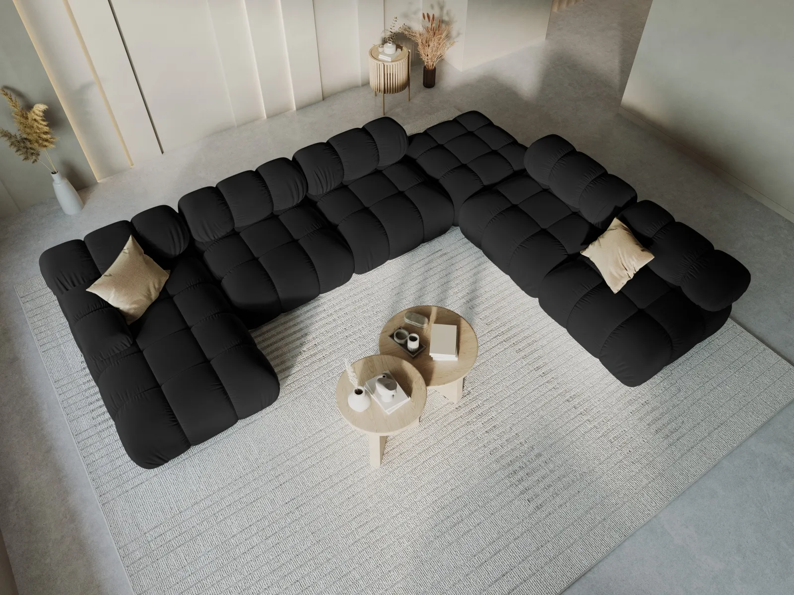 Bellis Modulares Sofa 6 Module Chaise Longue Rechts mit Samtbezug oder 3D-Stoff, 376x282 cm - Image 60