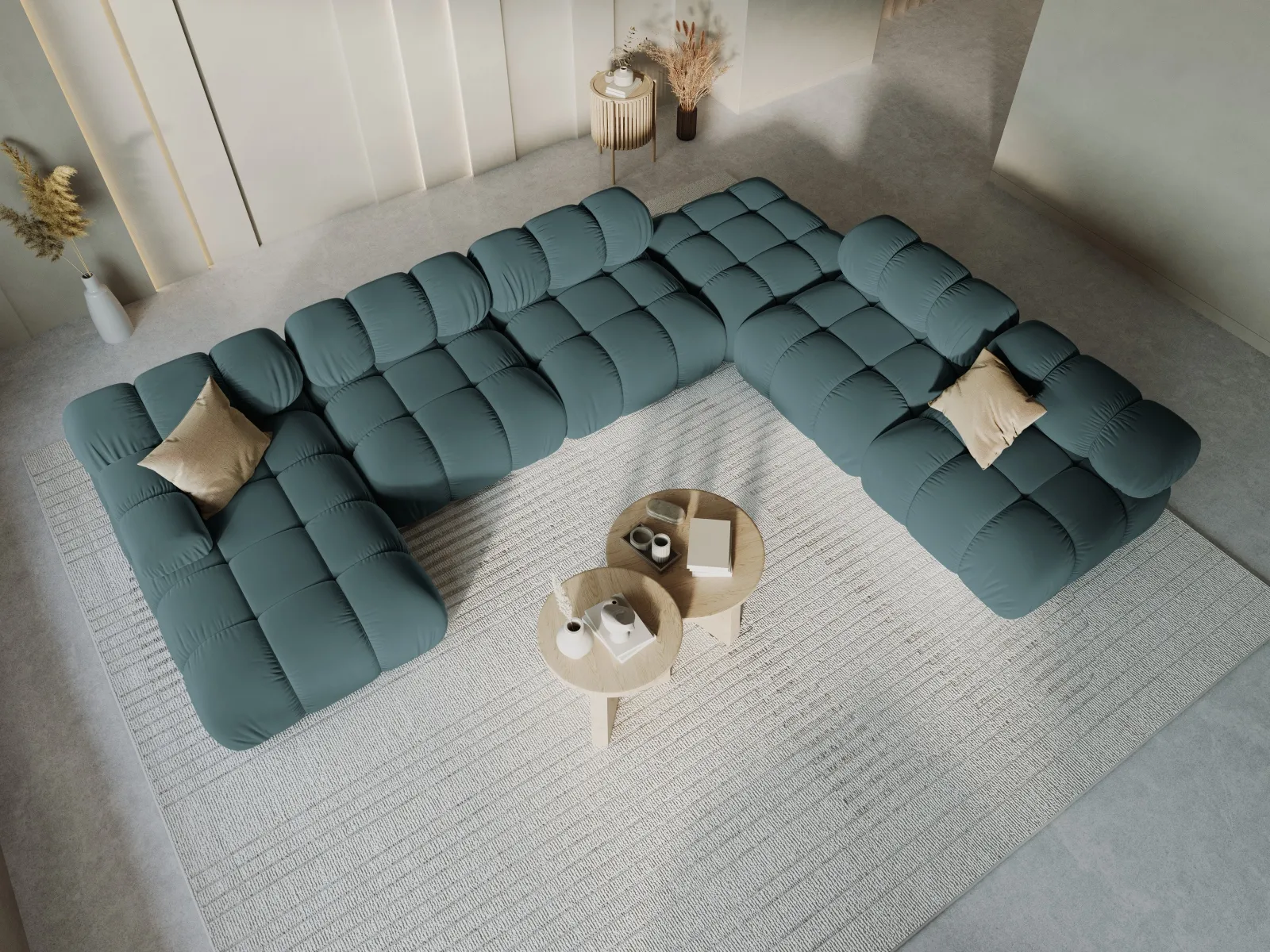 Bellis Modulares Sofa 6 Module Chaise Longue Rechts mit Samtbezug oder 3D-Stoff, 376x282 cm - Image 78