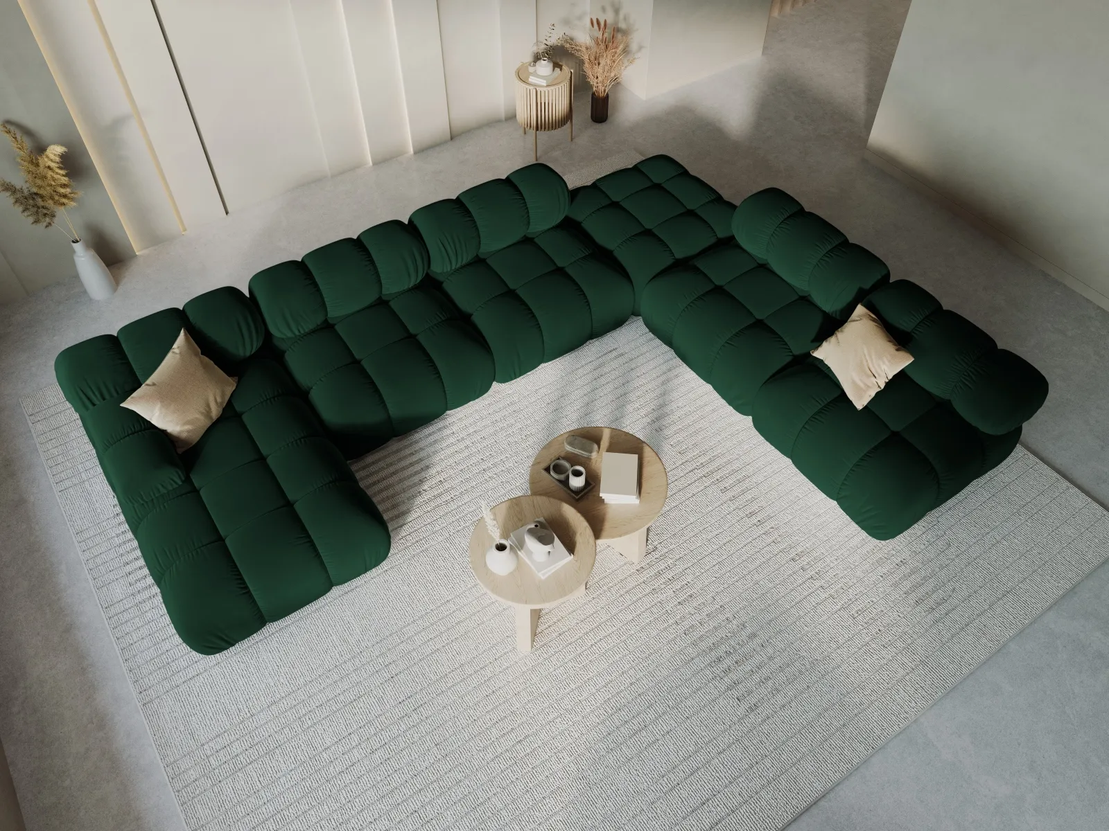 Bellis Modulares Sofa 6 Module Chaise Longue Rechts mit Samtbezug oder 3D-Stoff, 376x282 cm - Image 87