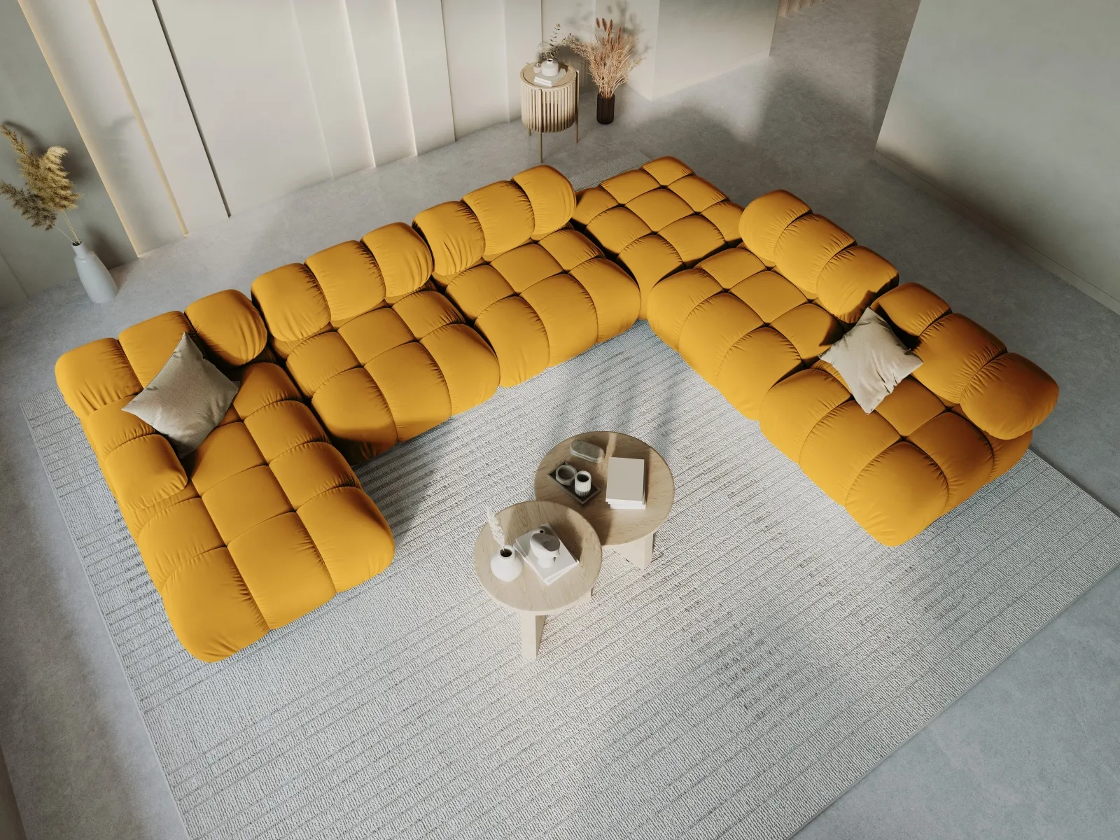 Bellis Modulares Sofa 6 Module Chaise Longue Rechts mit Samtbezug oder 3D-Stoff, 376x282 cm - Image 96