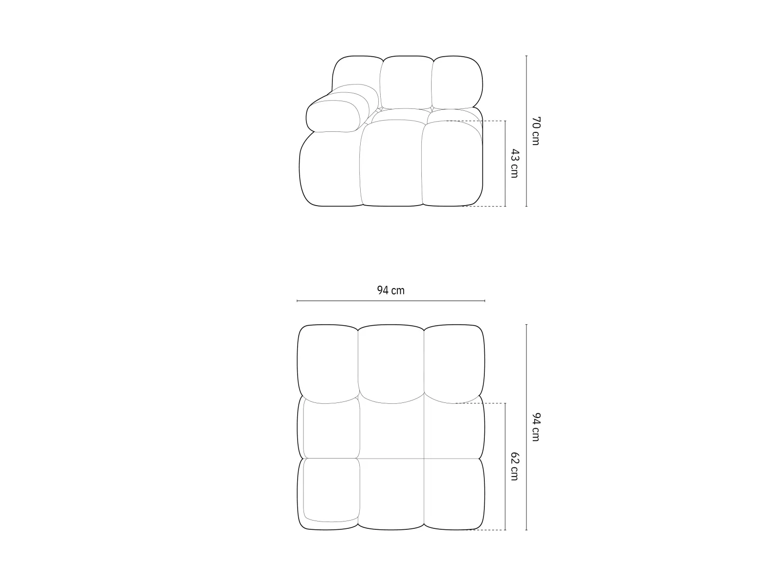 Bellis Modulares Sofa Eckmodul Links mit Samtbezug oder 3D-Stoff, 94 cm - Image 95