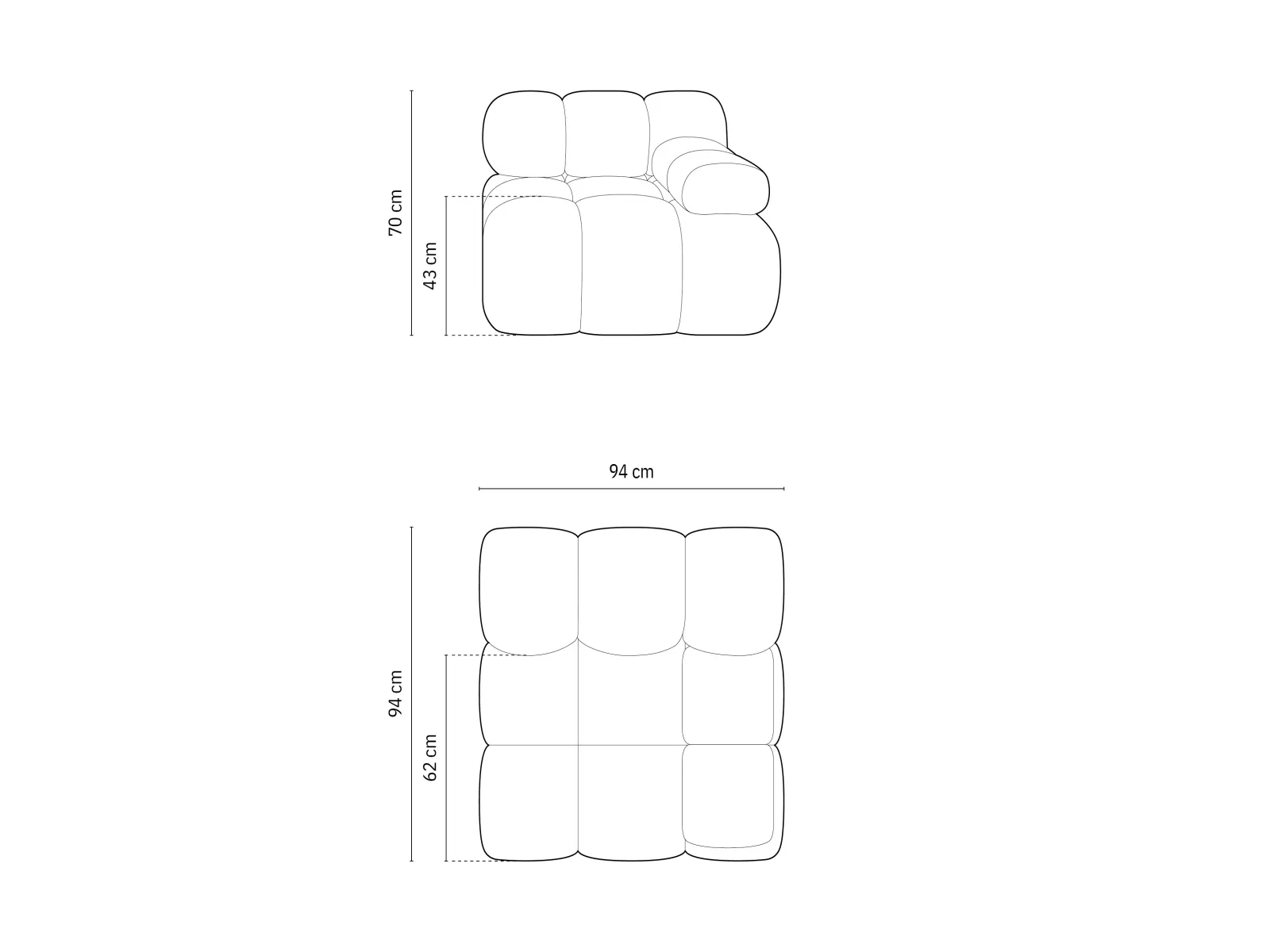 Bellis Modulares Sofa Eckmodul Rechts mit Samtbezug oder 3D-Stoff, 94 cm - Image 64