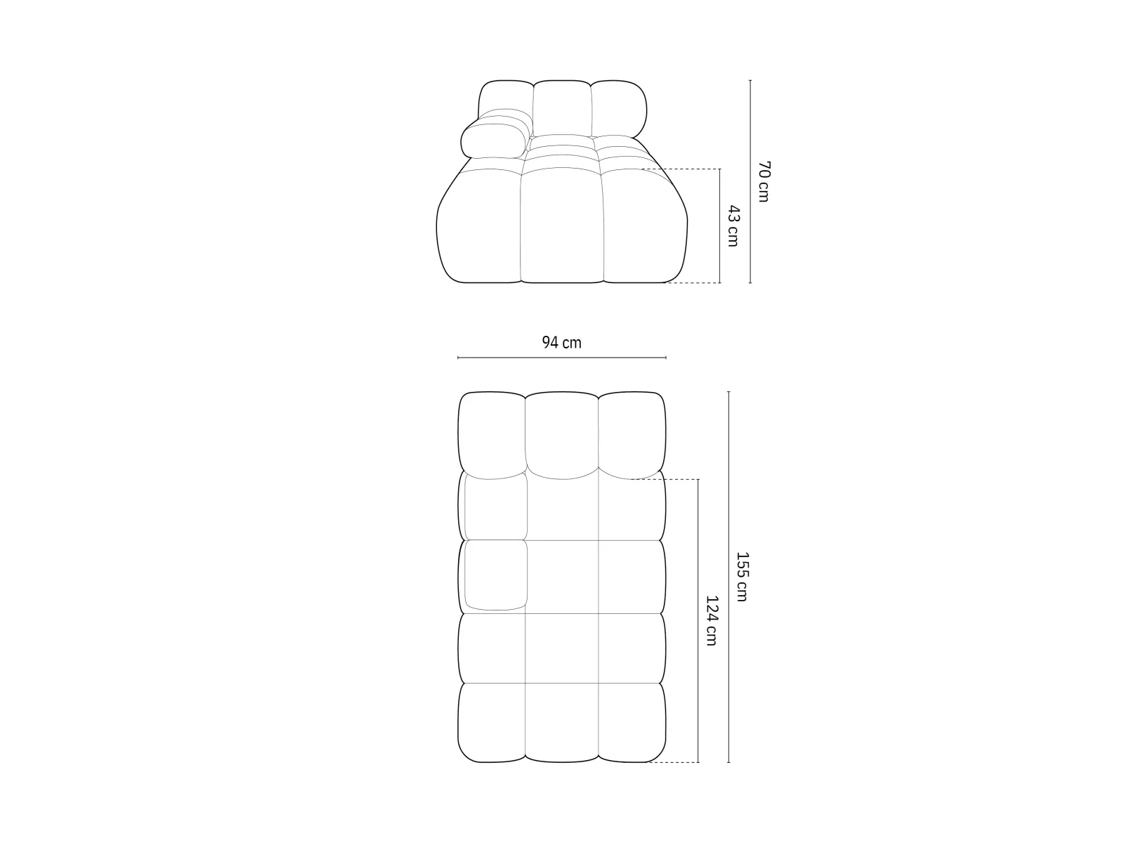 Bellis Modulares Sofa Einzelmodul Chaise Longue Links mit Samtbezug oder 3D-Stoff, 155x94 cm - Image 68