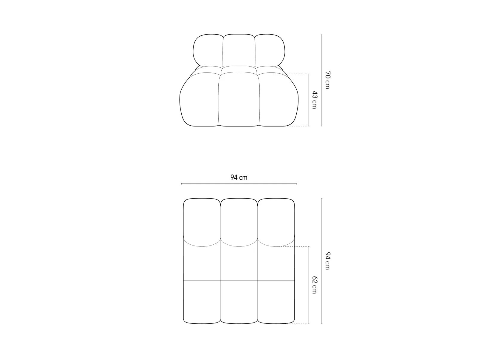 Bellis Modulares Sofa Einzelmodul in Samt oder 3D-Stoff, 94 cm - Image 41