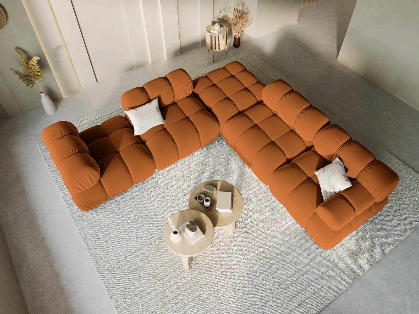 Bellis Modulares Sofa Einzelmodul Pouf mit Samtbezug oder 3D-Stoff, 94 cm - Image 79