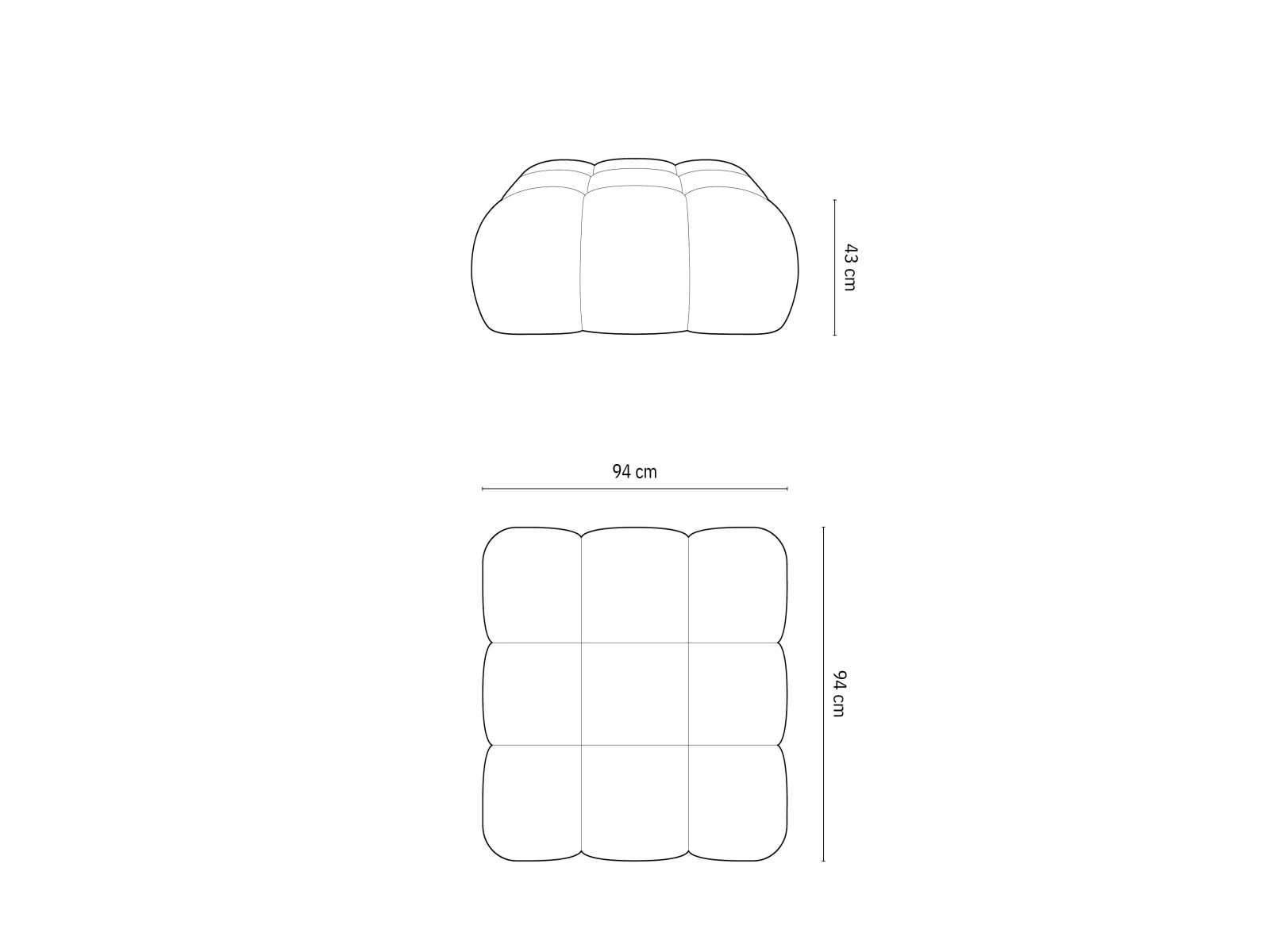 Bellis Modulares Sofa Einzelmodul Pouf mit Samtbezug oder 3D-Stoff, 94 cm - Image 82