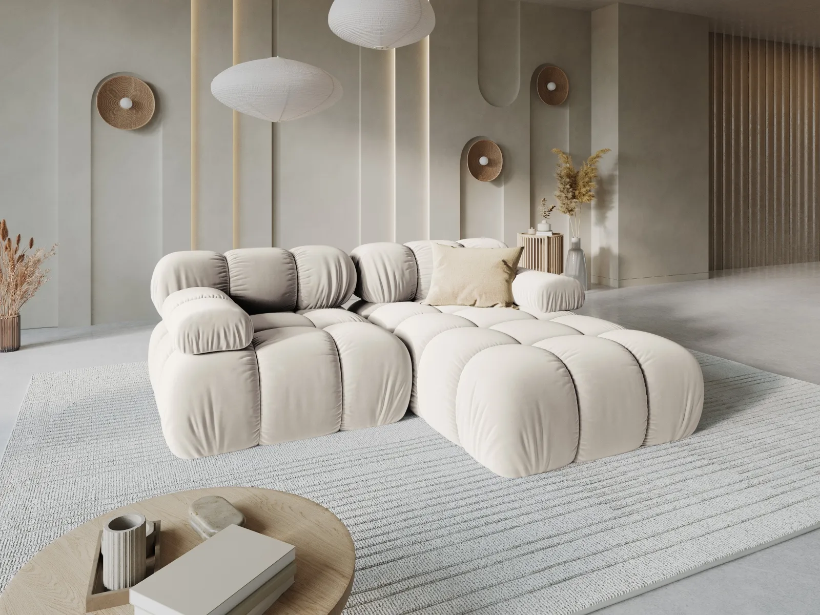 Bellis Modulares Sofa mit 2 Modulen mit Samtbezug oder 3d-Stoff, 188x155cm - Image 122