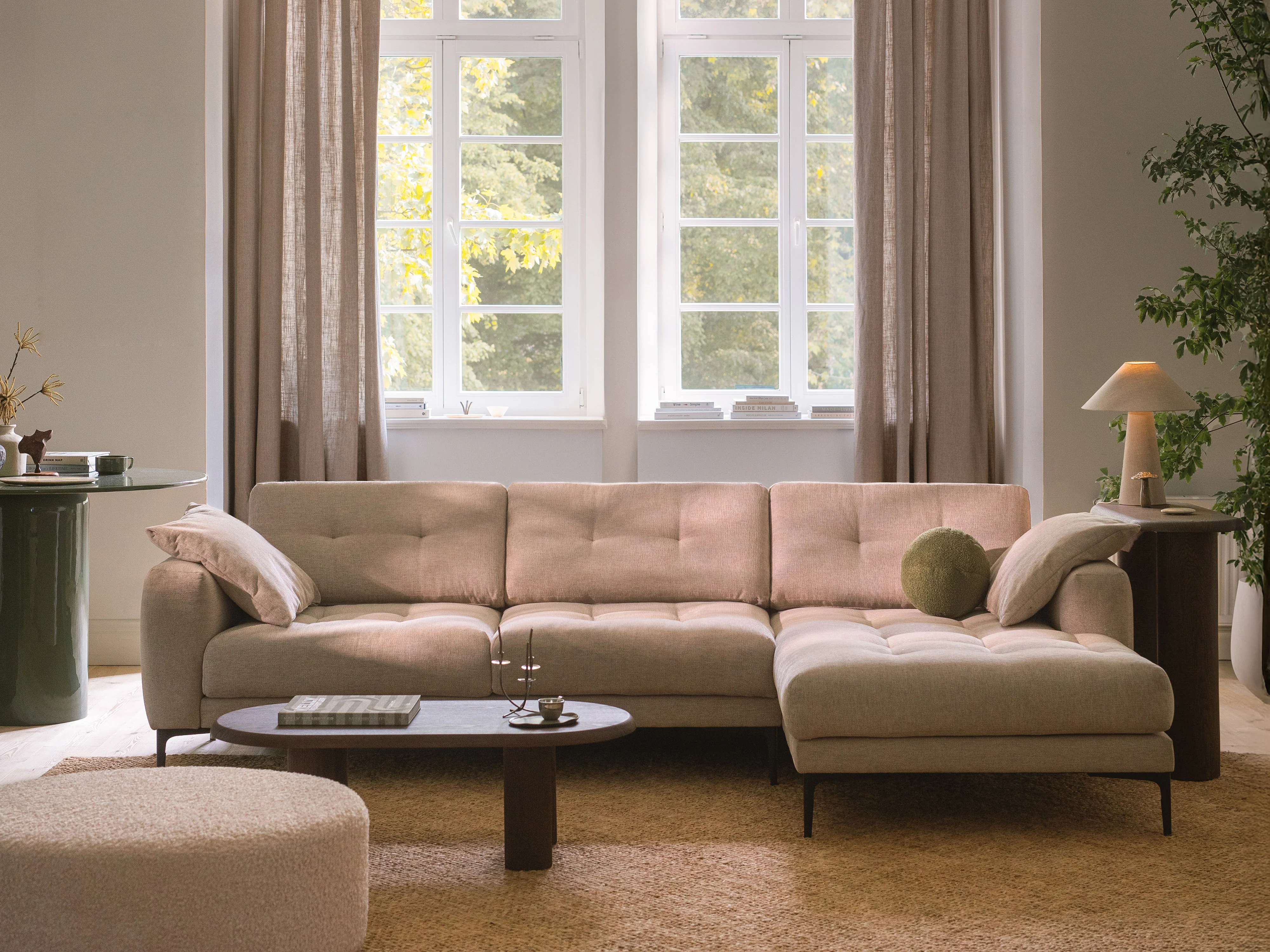 Bemy Ecksofa Links aus Samt oder Strukturstoff, 295x174 cm - Image 6