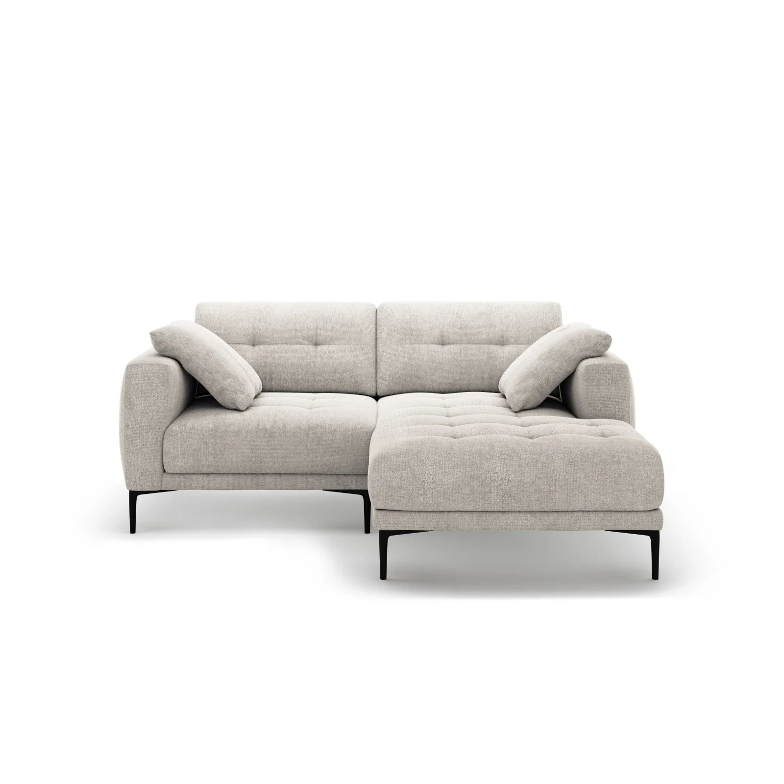 Bemy Ecksofa Rechts aus Samt oder Strukturstoff, 205x174 cm