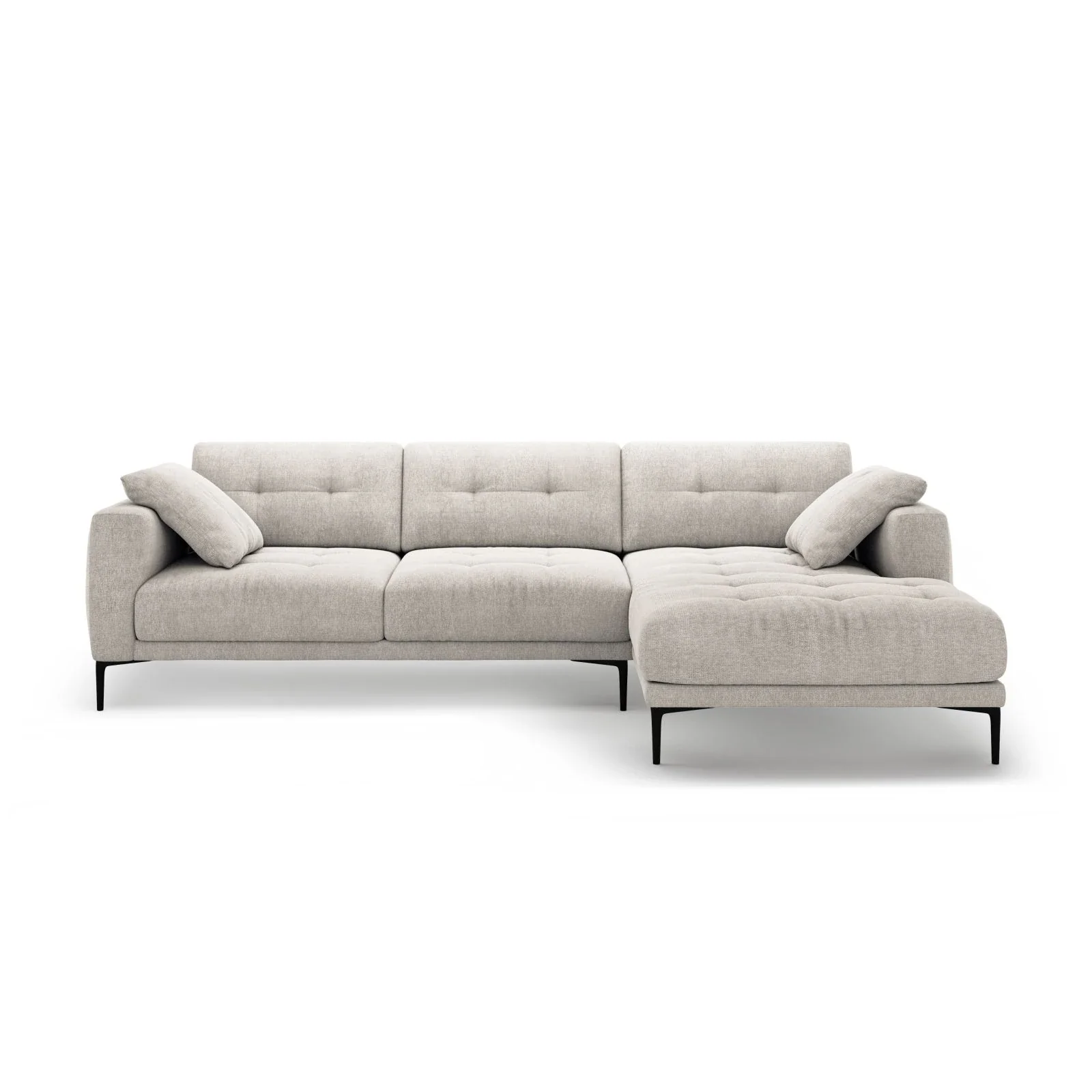 Bemy Ecksofa Rechts aus Samt oder Strukturstoff, 295x174 cm