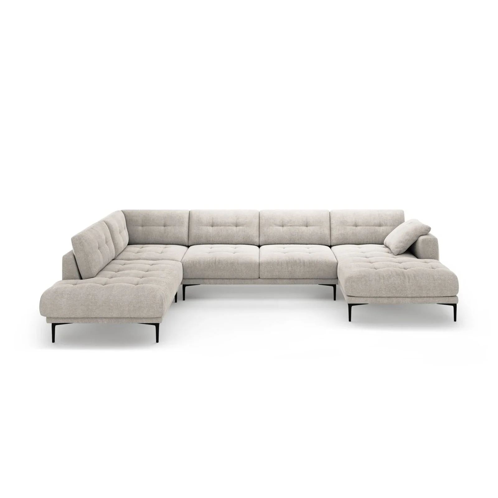 Bemy Panorama-Ecksofa Links aus Samt oder Strukturstoff, 373x240 cm