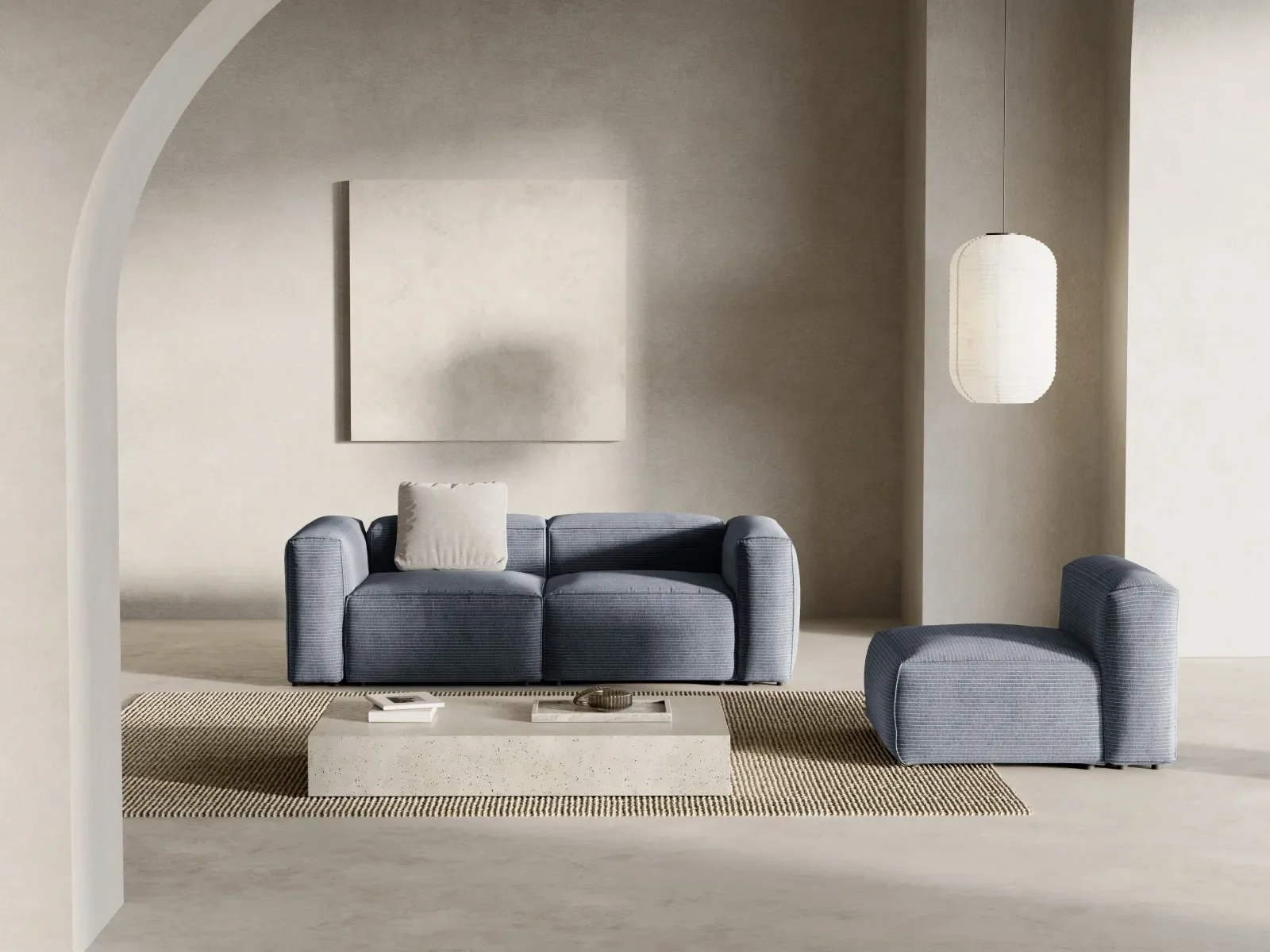 Bergamo 2-Sitzer Sofa aus Cord oder Strukturstoff, 224x108x70 cm - Image 16