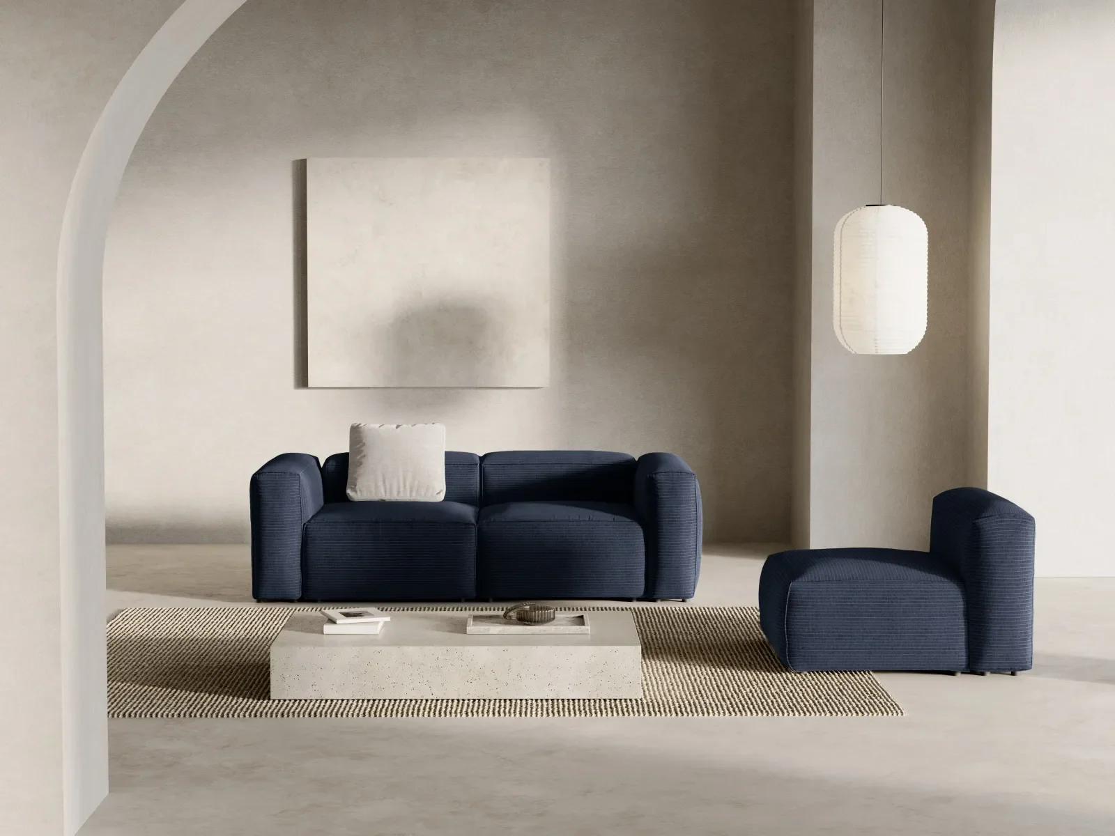 Bergamo 2-Sitzer Sofa aus Cord oder Strukturstoff, 224x108x70 cm - Image 23