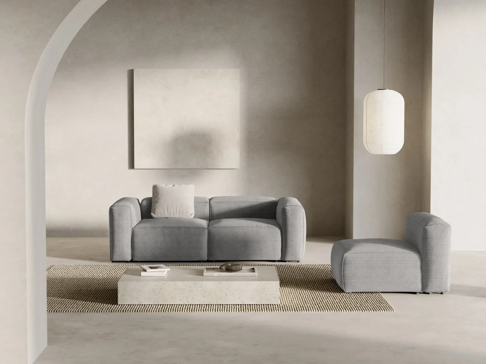 Bergamo 2-Sitzer Sofa aus Cord oder Strukturstoff, 224x108x70 cm - Image 30