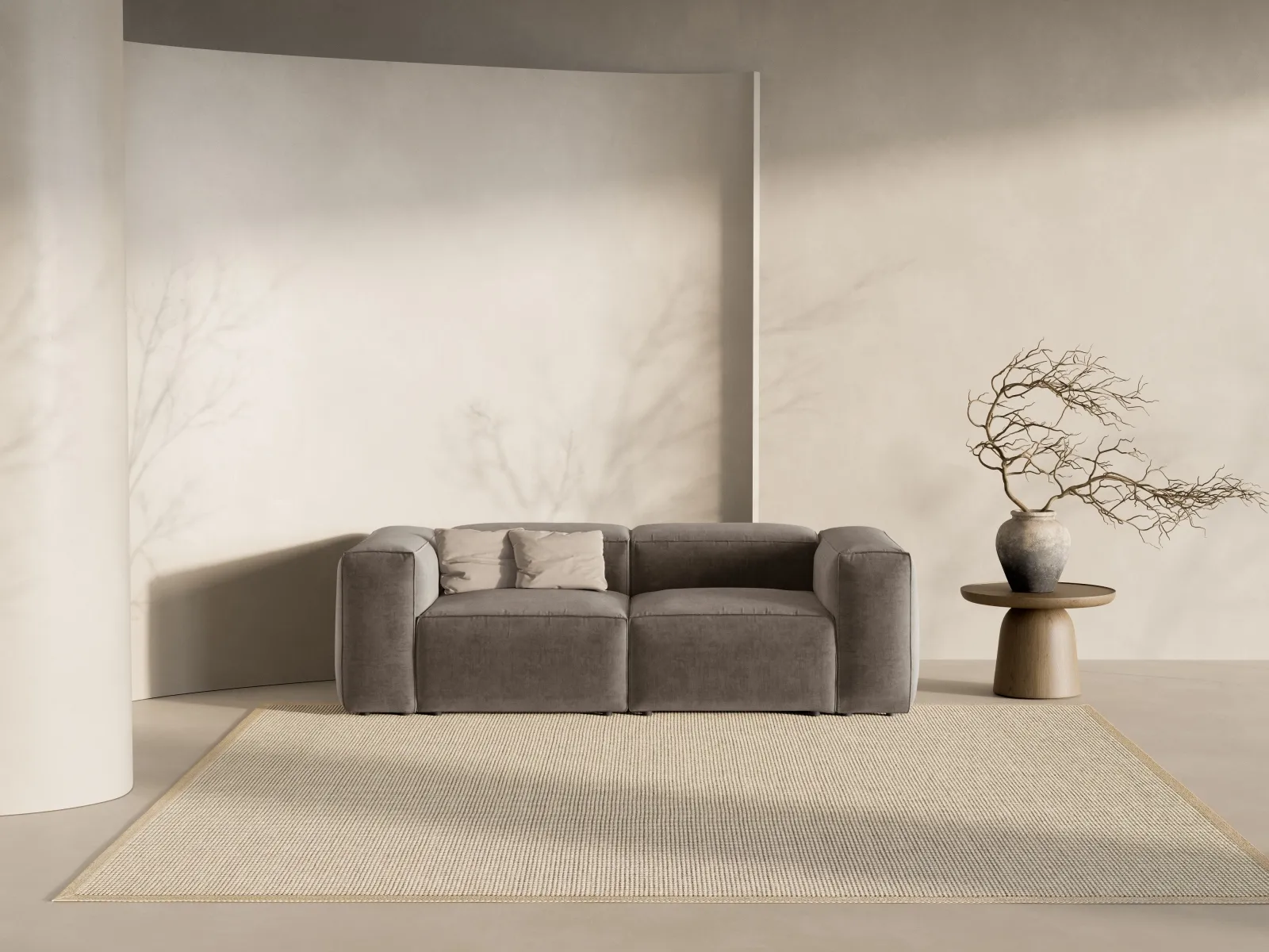 Bergamo 2-Sitzer Sofa aus Cord oder Strukturstoff, 224x108x70 cm - Image 51