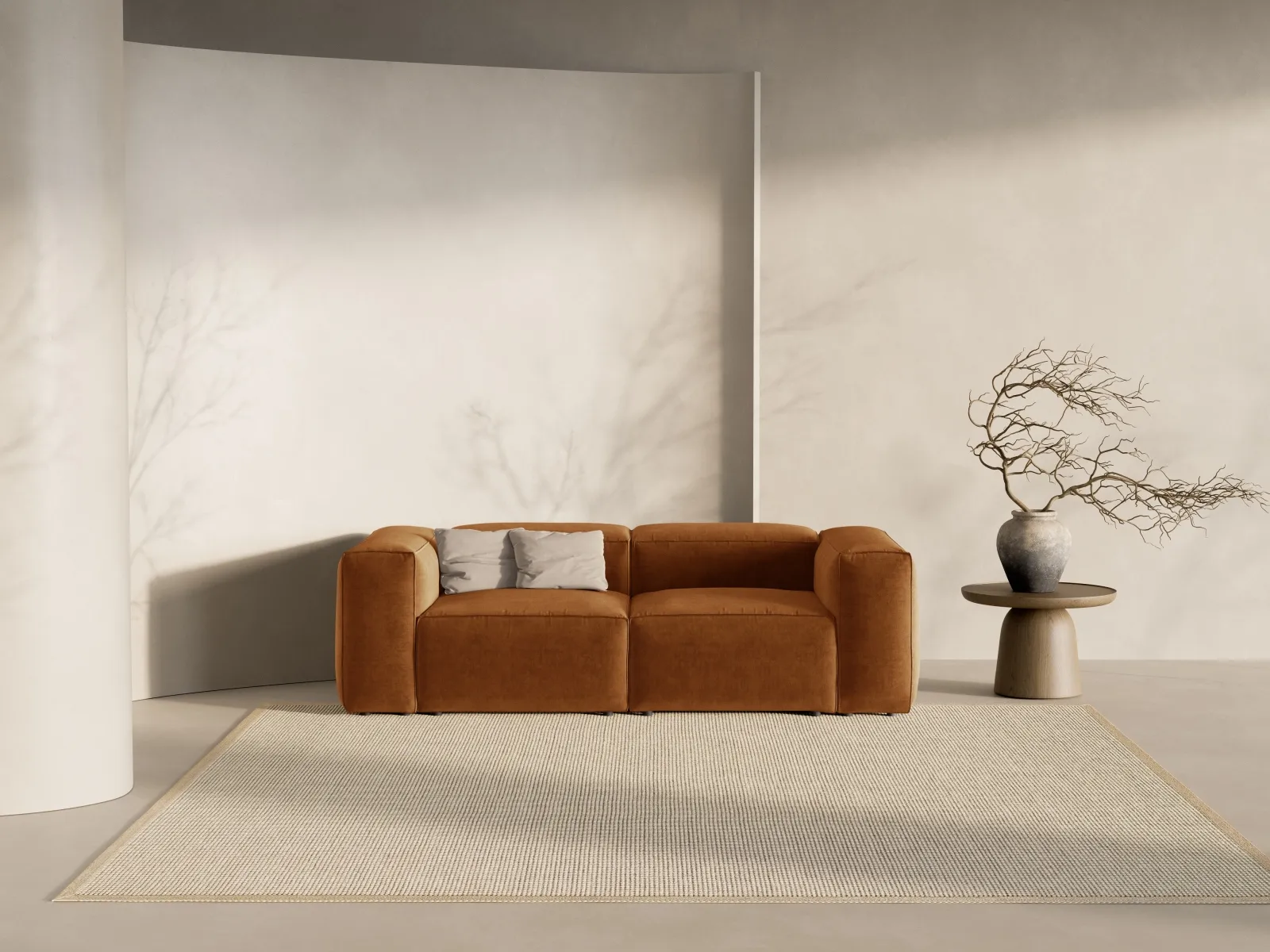 Bergamo 2-Sitzer Sofa aus Cord oder Strukturstoff, 224x108x70 cm - Image 58