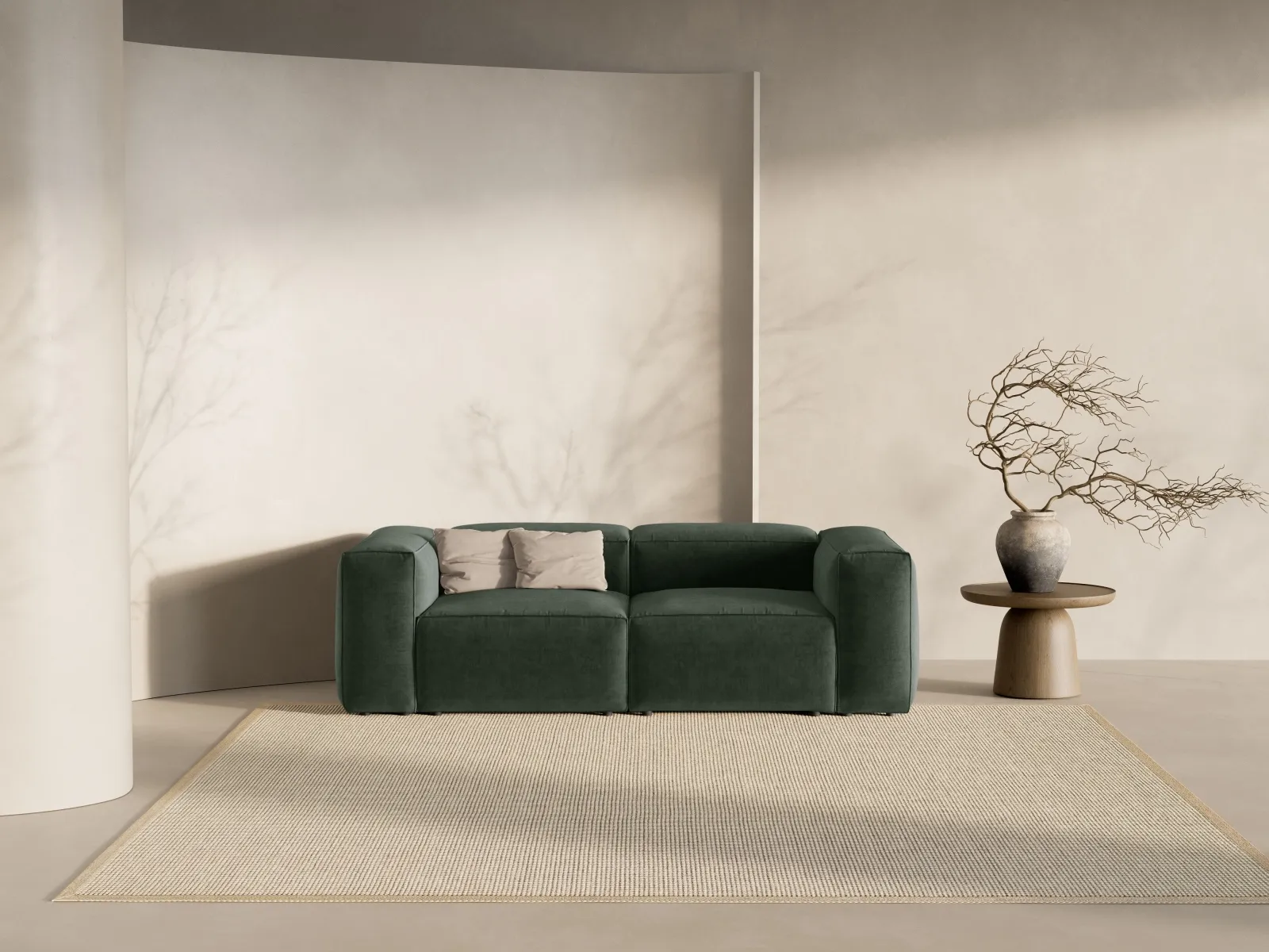 Bergamo 2-Sitzer Sofa aus Cord oder Strukturstoff, 224x108x70 cm - Image 65