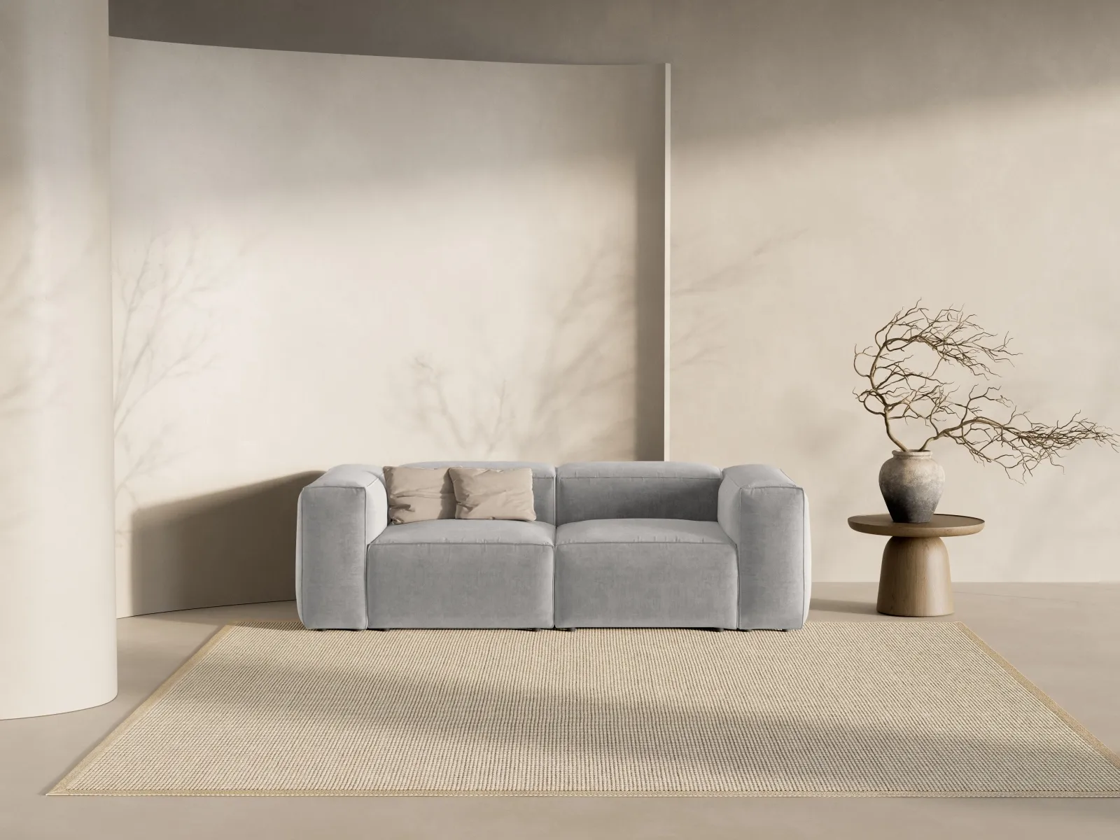 Bergamo 2-Sitzer Sofa aus Cord oder Strukturstoff, 224x108x70 cm - Image 72