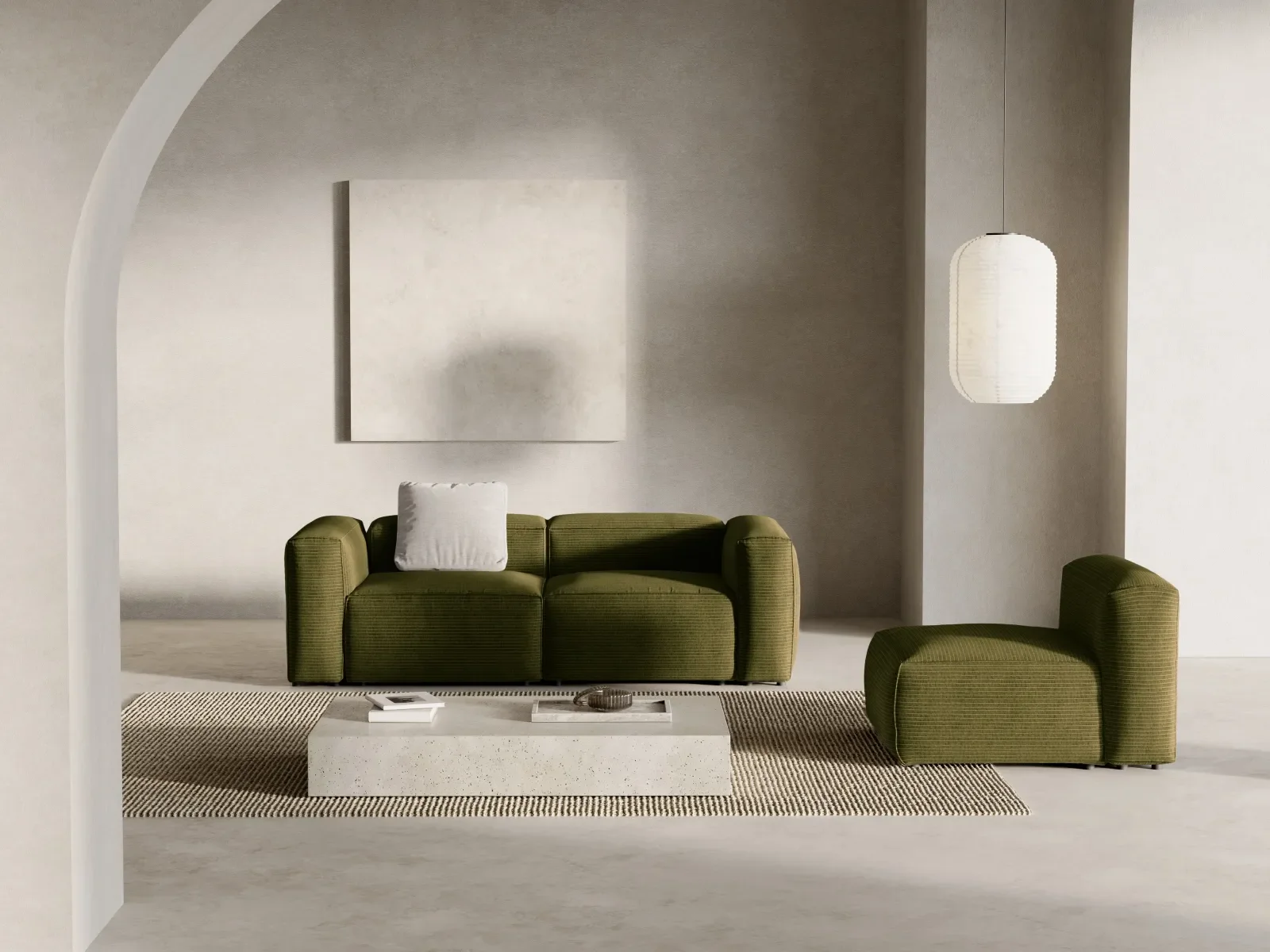 Bergamo 2-Sitzer Sofa aus Cord oder Strukturstoff, 224x108x70 cm - Image 9