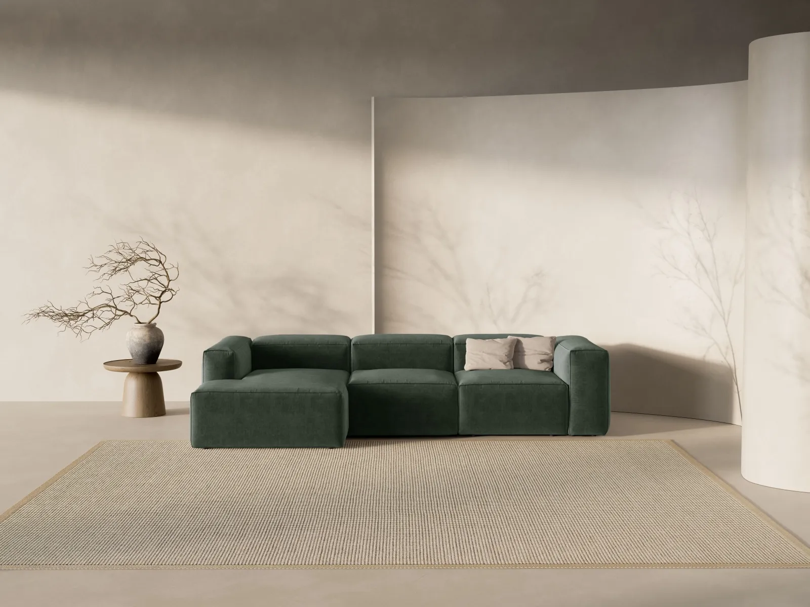 Bergamo 3-Sitzer Ecksofa, Linke Seite, aus Cord oder Strukturstoff, 304x152x70 cm - Image 65