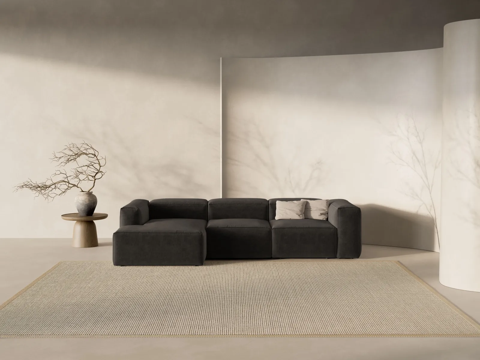 Bergamo 3-Sitzer Ecksofa, Linke Seite, aus Cord oder Strukturstoff, 304x152x70 cm - Image 79