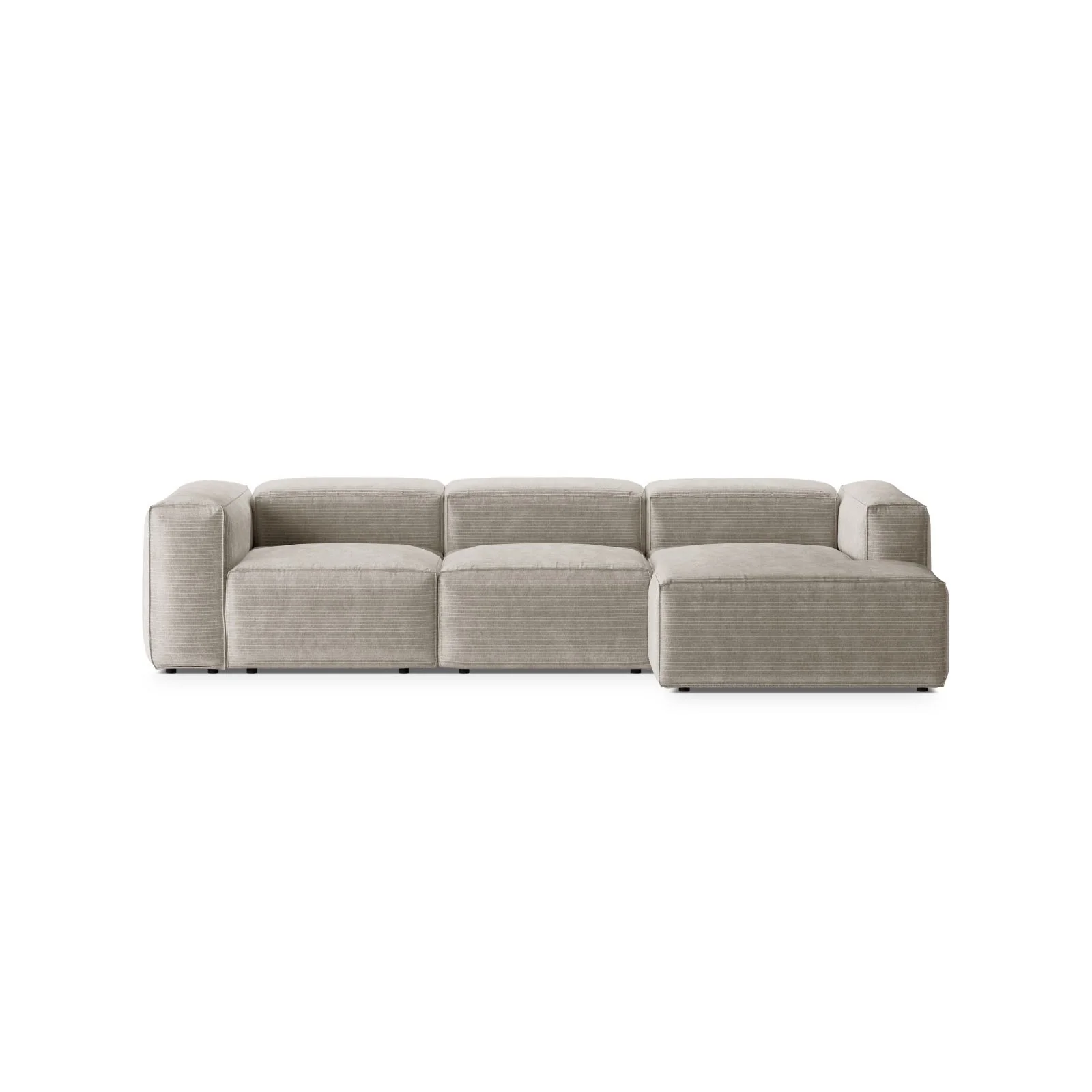 Bergamo 3-Sitzer Ecksofa, Rechte Seite, aus Cord oder Strukturstoff, 304x152x70 cm